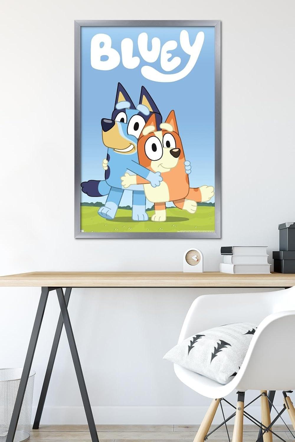 imageBluey Hug Wall Poster 224L x 147W Barnwood Framed VersionSilver Framed Version