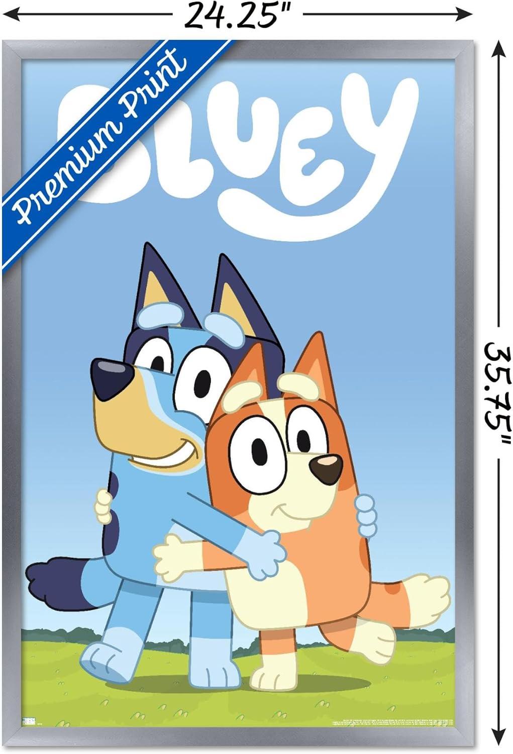 imageBluey Hug Wall Poster 224L x 147W Barnwood Framed VersionSilver Framed Version