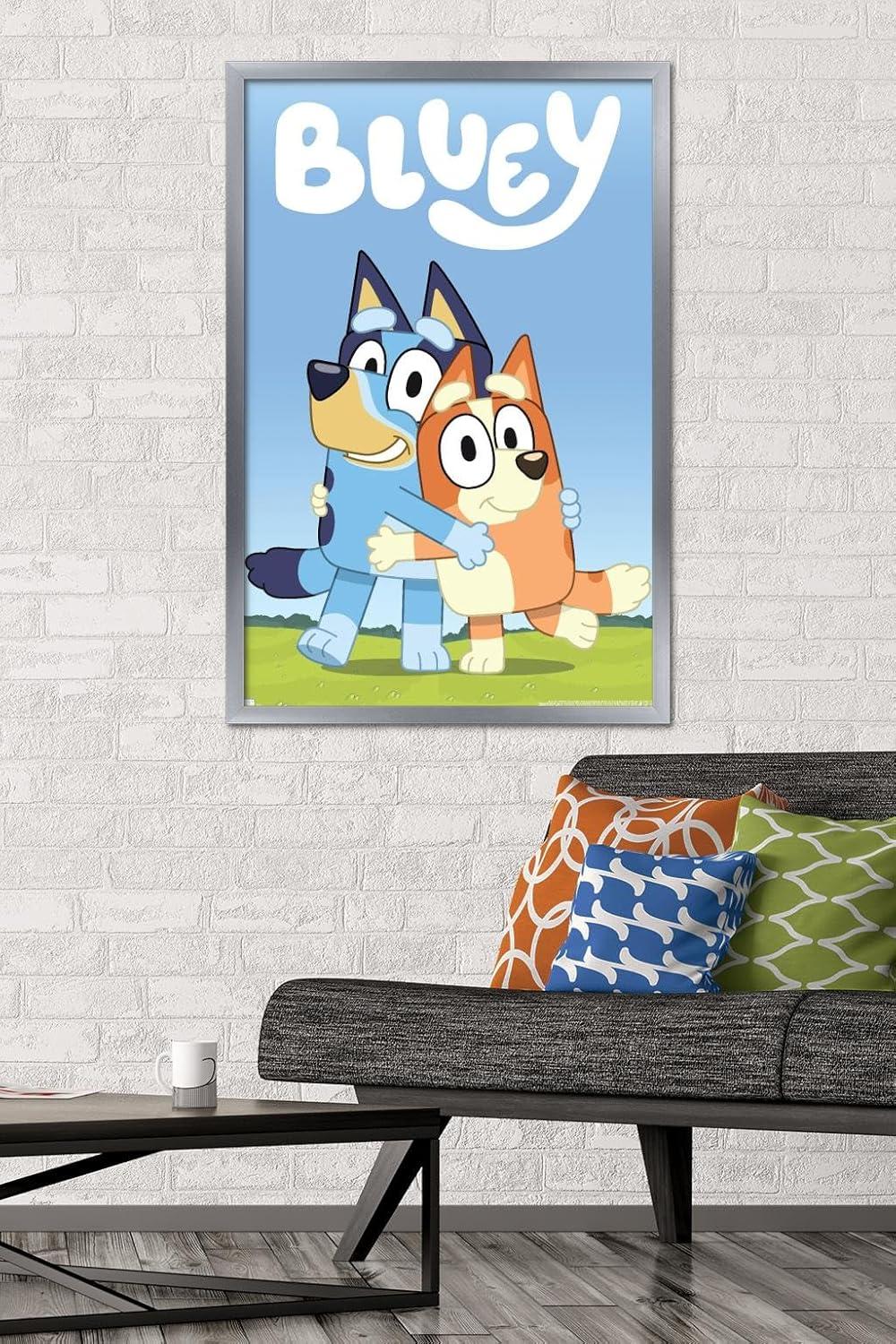 imageBluey Hug Wall Poster 224L x 147W Barnwood Framed VersionSilver Framed Version
