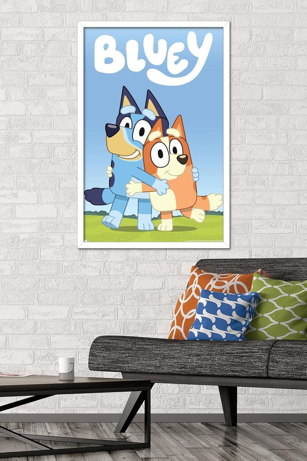 imageBluey Hug Wall Poster 224L x 147W Barnwood Framed VersionWhite Framed Version