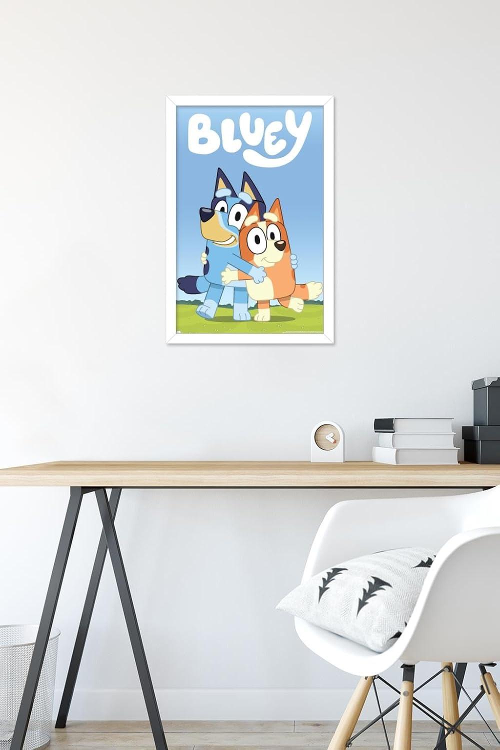 imageBluey Hug Wall Poster 224L x 147W Barnwood Framed VersionWhite Framed Version