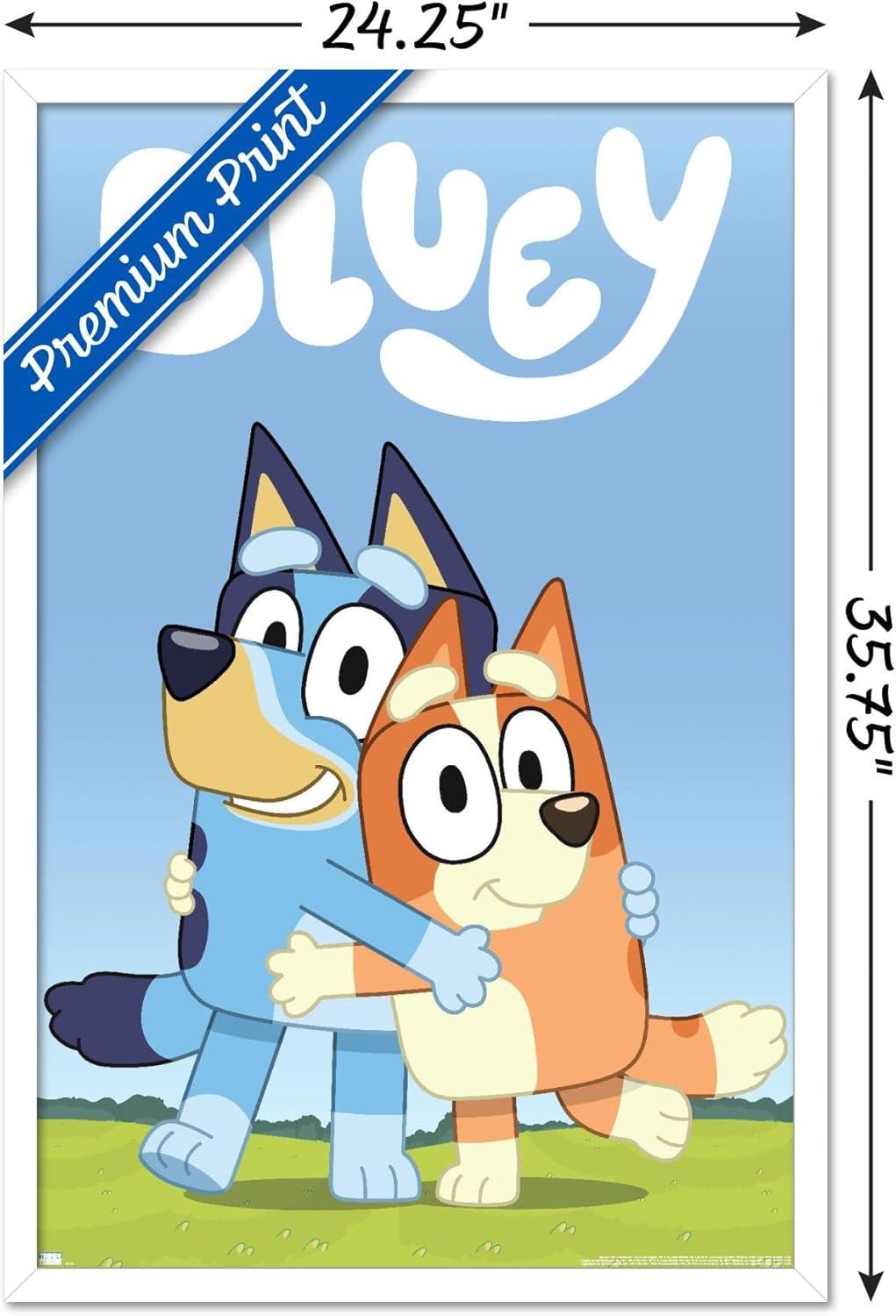imageBluey Hug Wall Poster 224L x 147W Barnwood Framed VersionWhite Framed Version