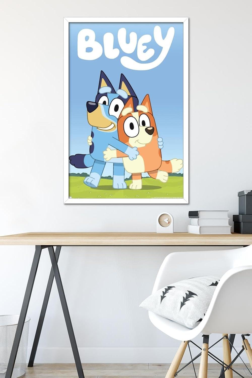 imageBluey Hug Wall Poster 224L x 147W Barnwood Framed VersionWhite Framed Version