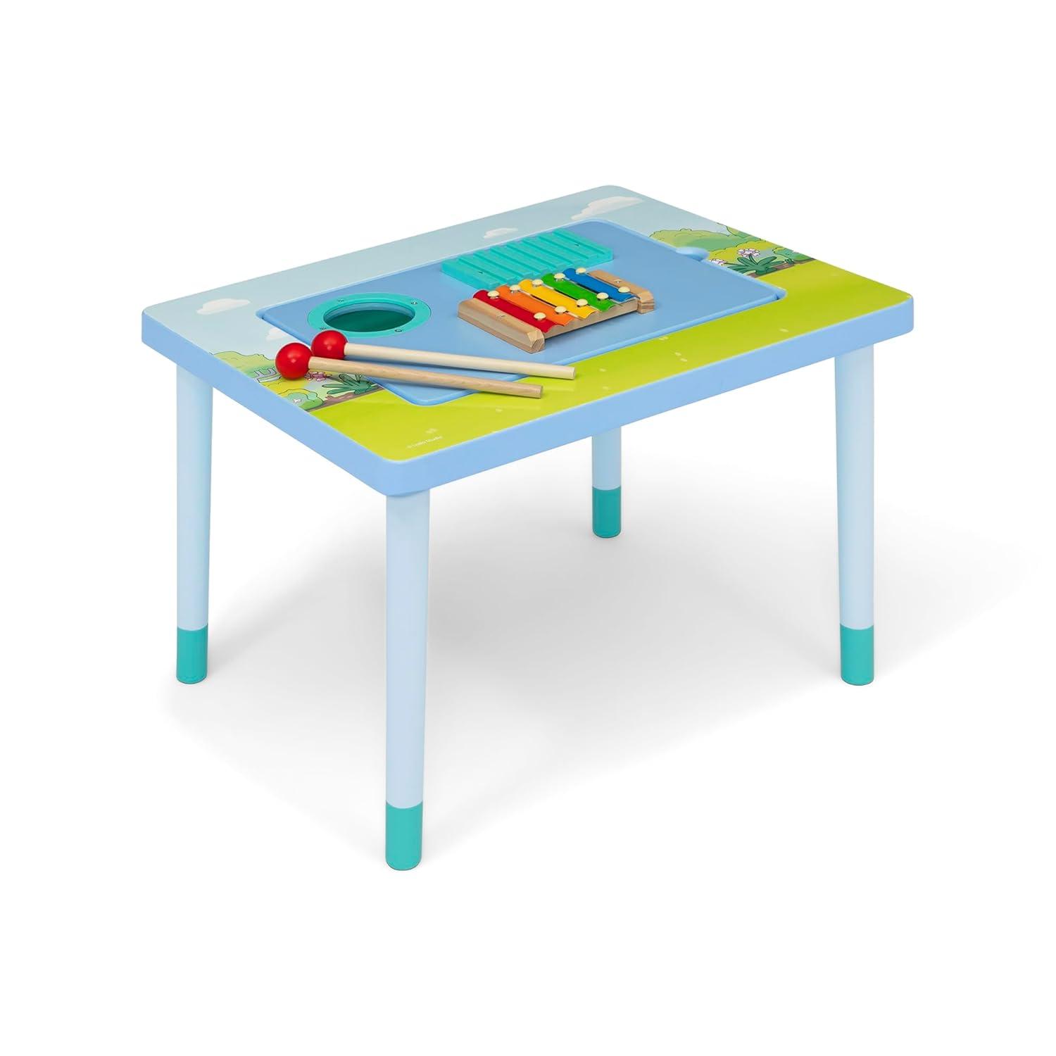 imageBluey Compact Play amp Learn Sensory Table Includes Musical Instruments Use as Sand TableSensory TableActivity TableMontessori Toy Blue
