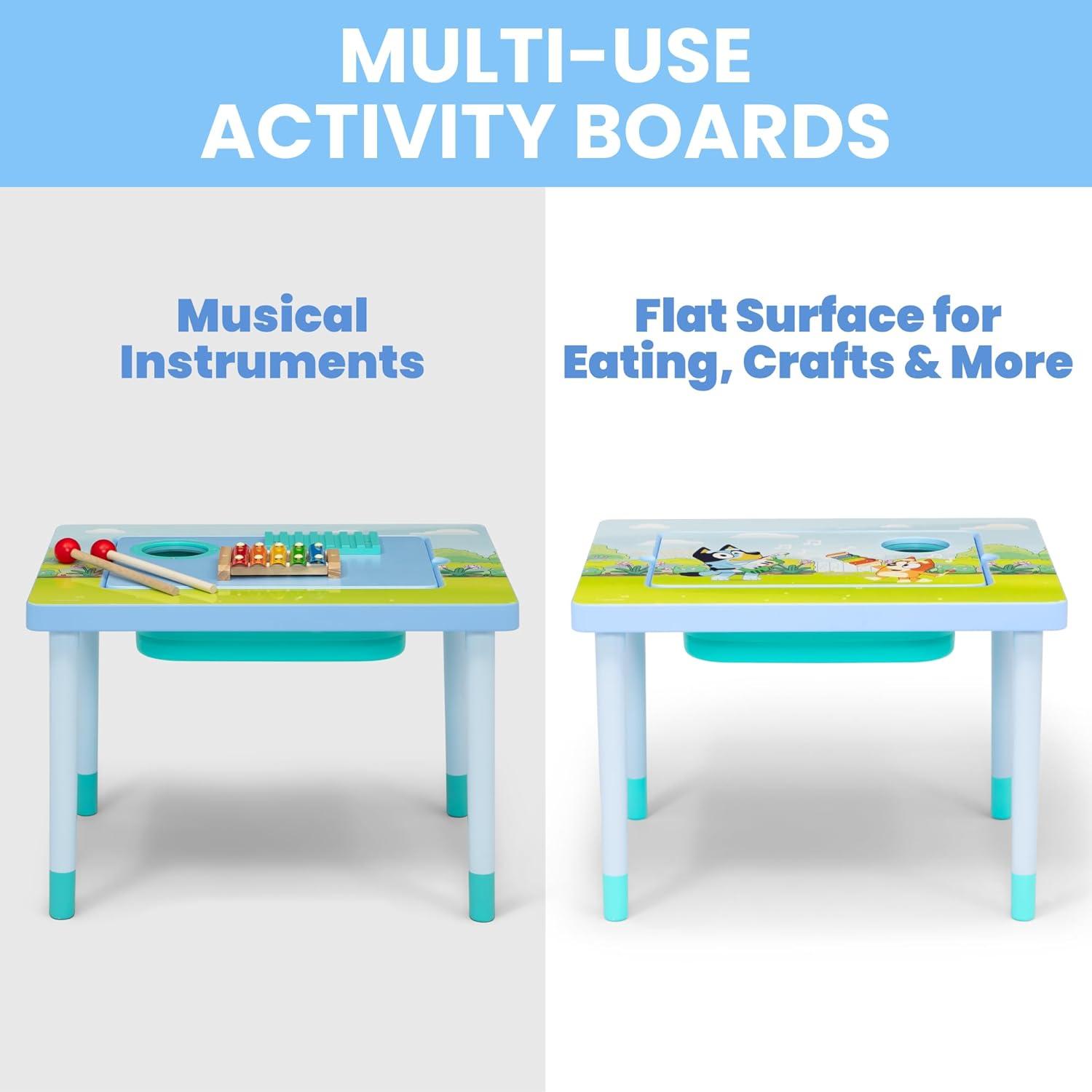 imageBluey Compact Play amp Learn Sensory Table Includes Musical Instruments Use as Sand TableSensory TableActivity TableMontessori Toy Blue