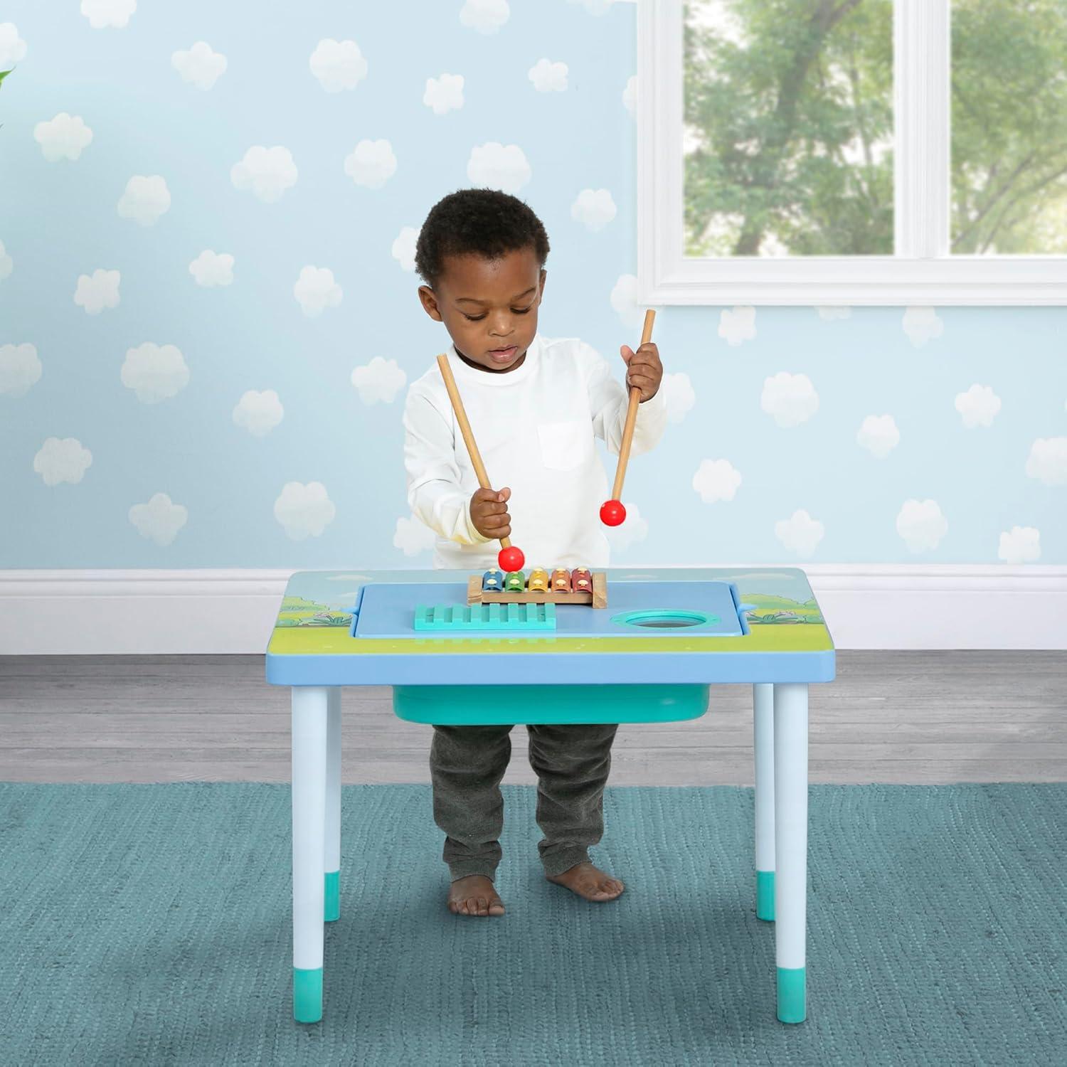 imageBluey Compact Play amp Learn Sensory Table Includes Musical Instruments Use as Sand TableSensory TableActivity TableMontessori Toy Blue