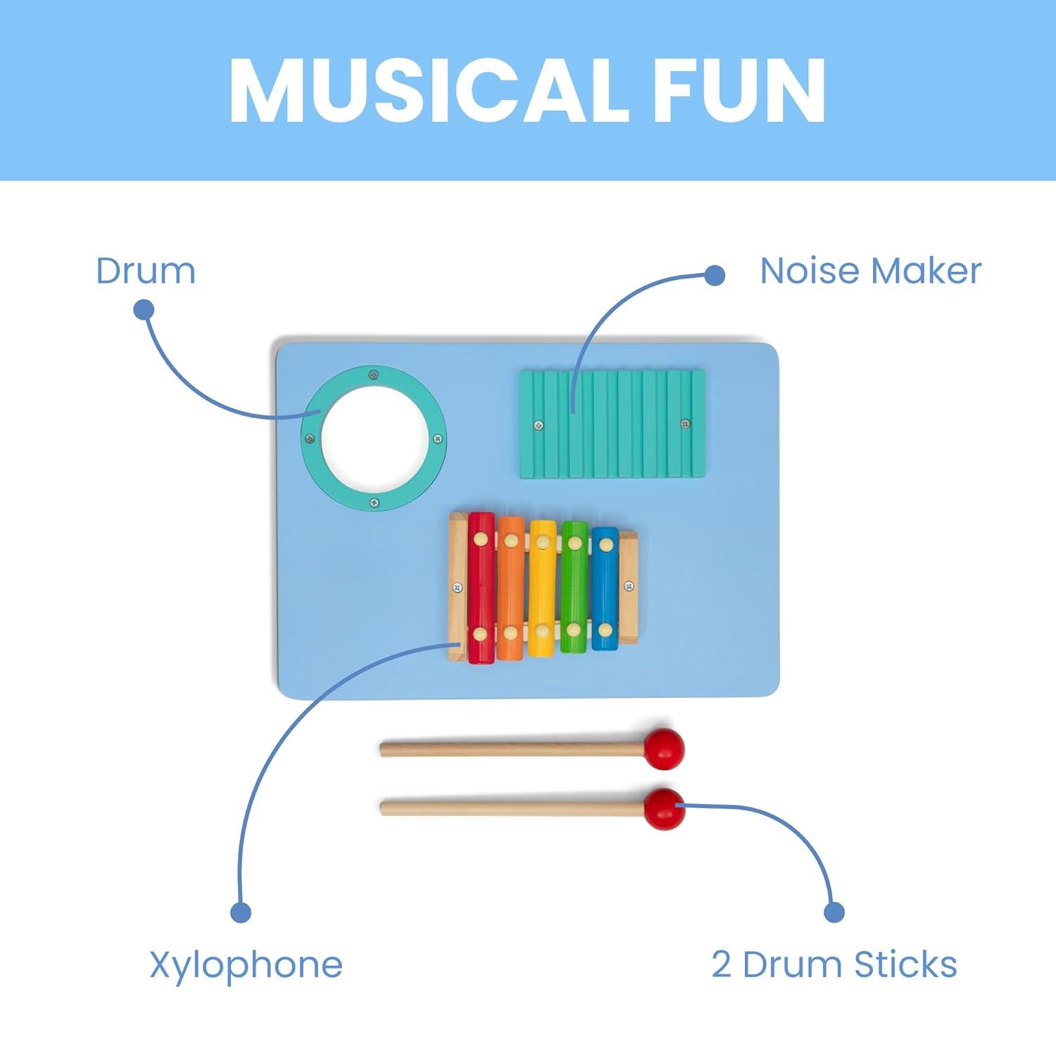 imageBluey Compact Play amp Learn Sensory Table Includes Musical Instruments Use as Sand TableSensory TableActivity TableMontessori Toy Blue