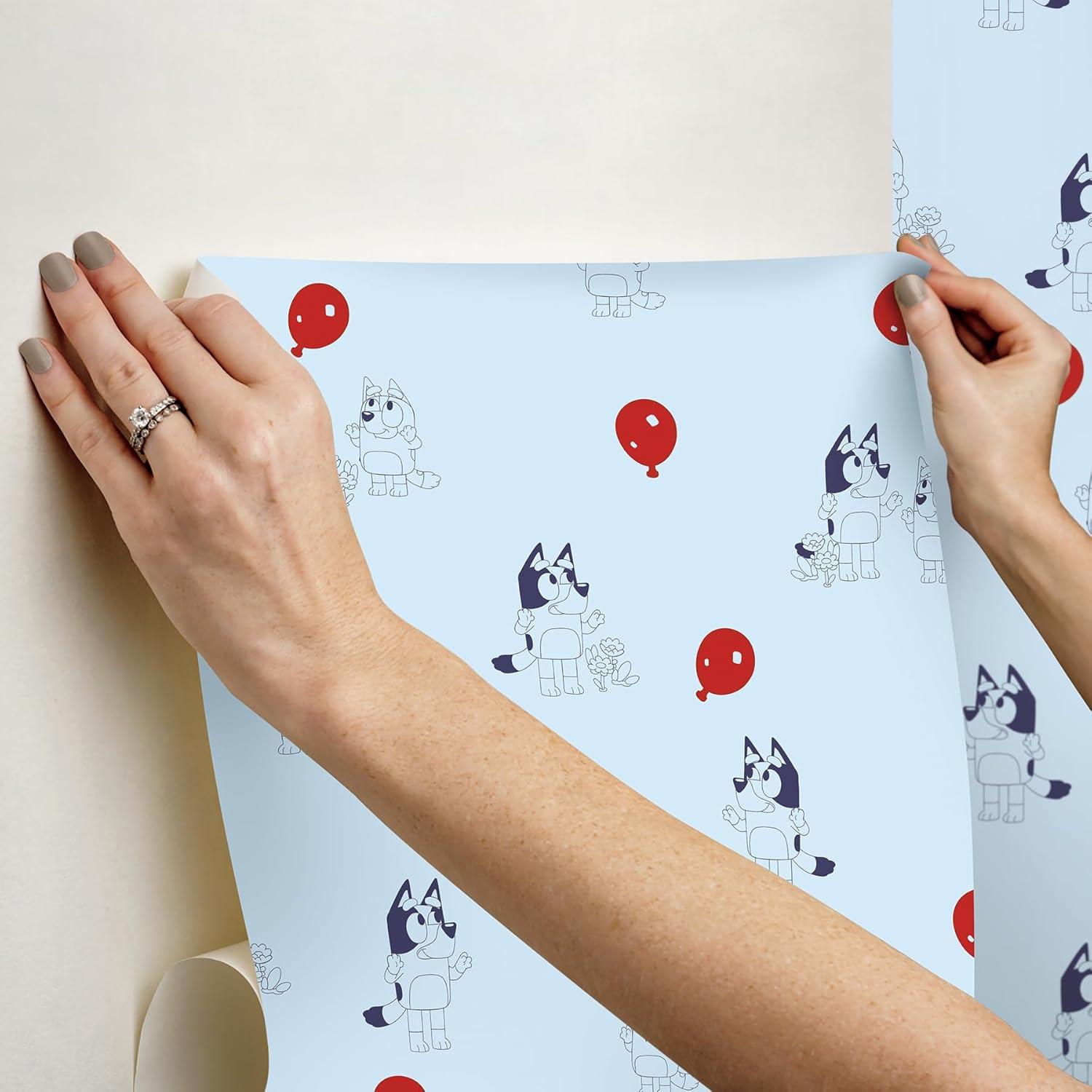 imageBluey Keepy Uppy White Peel and Stick Wallpaper RMK12801PLWBlue