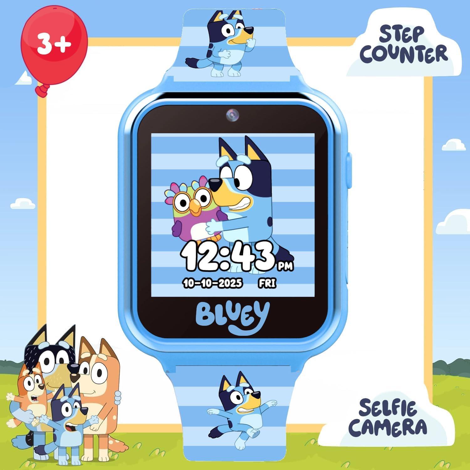 imageBluey Kids Smartwatch with Camera Games Pedometer and Audio Recorder for Creative Play and Learning 15 Touchscreen Blue Fits 5580 Wrists for Boys and Girls Ages 3