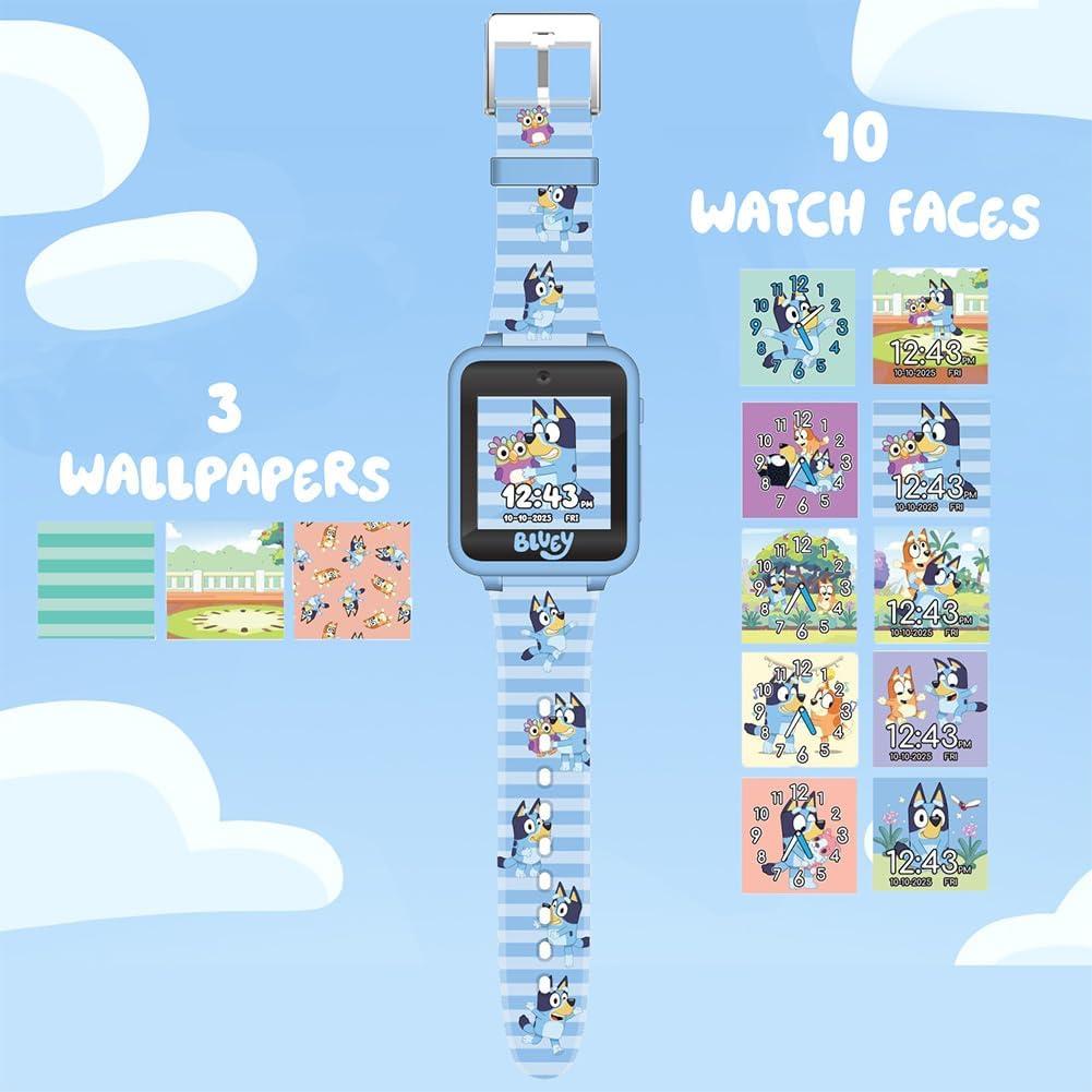 imageBluey Kids Smartwatch with Camera Games Pedometer and Audio Recorder for Creative Play and Learning 15 Touchscreen Blue Fits 5580 Wrists for Boys and Girls Ages 3