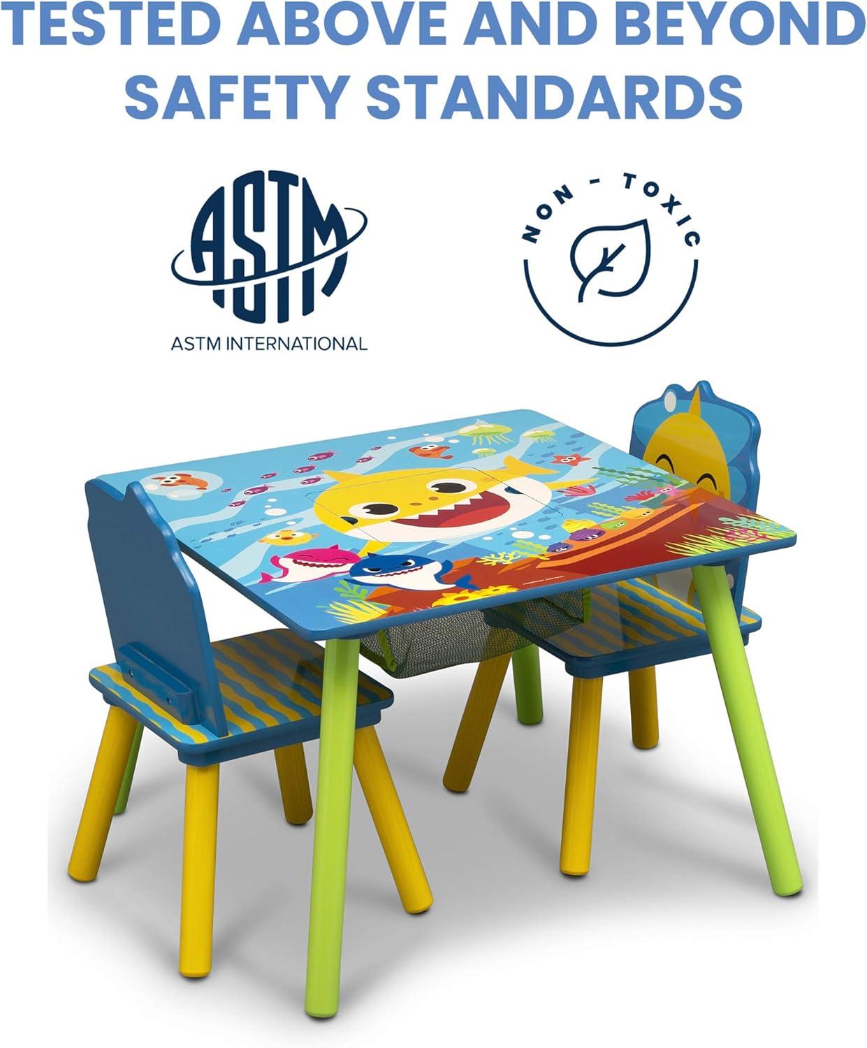 imageDelta Children Bluey Kids Table and Chair Set with Storage 2 Chairs Included Greenguard Gold Certified Ideal for Arts amp Crafts Snack Time Homeschooling Homework amp More BlueBaby Shark