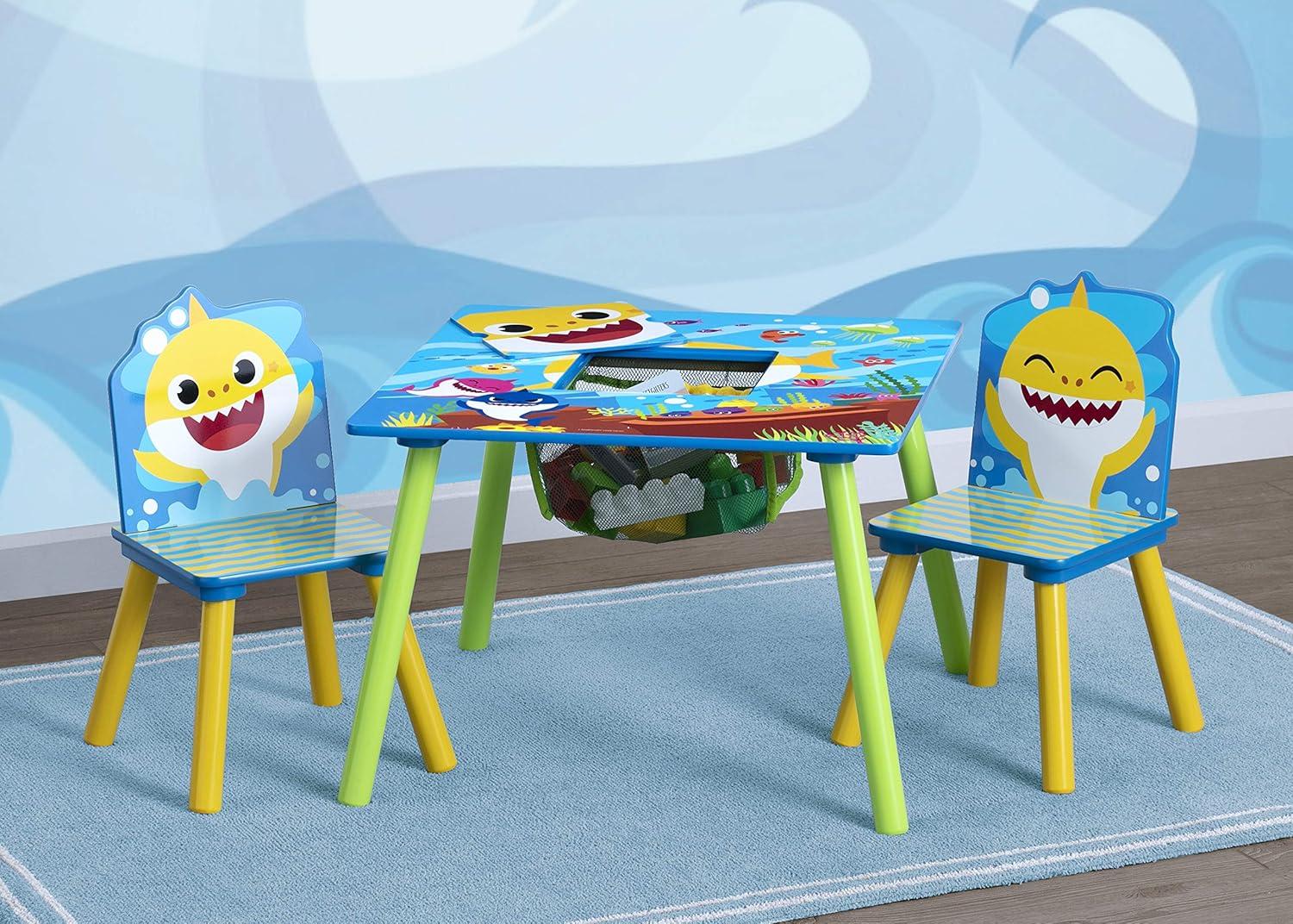 imageDelta Children Bluey Kids Table and Chair Set with Storage 2 Chairs Included Greenguard Gold Certified Ideal for Arts amp Crafts Snack Time Homeschooling Homework amp More BlueBaby Shark
