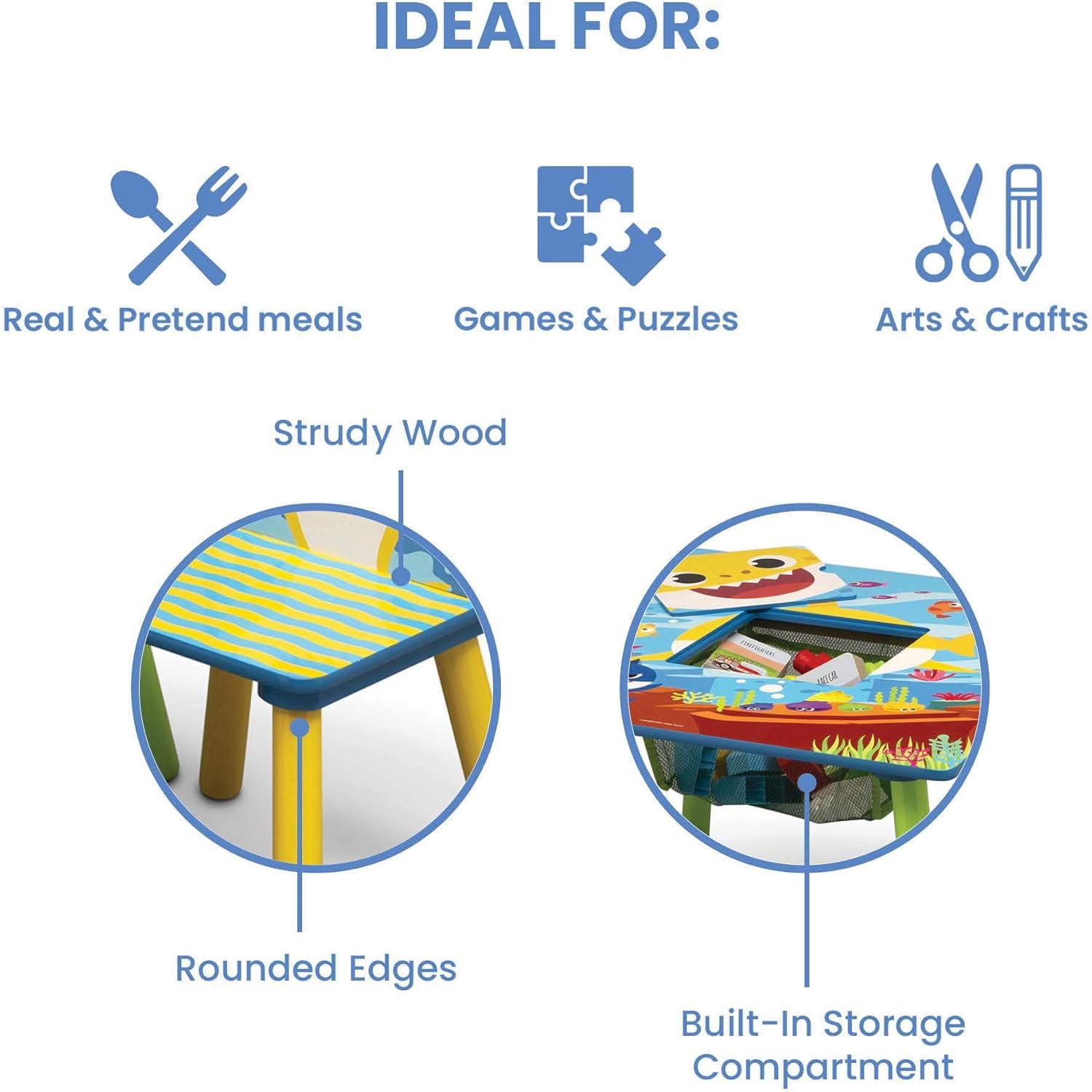 imageDelta Children Bluey Kids Table and Chair Set with Storage 2 Chairs Included Greenguard Gold Certified Ideal for Arts amp Crafts Snack Time Homeschooling Homework amp More BlueBaby Shark