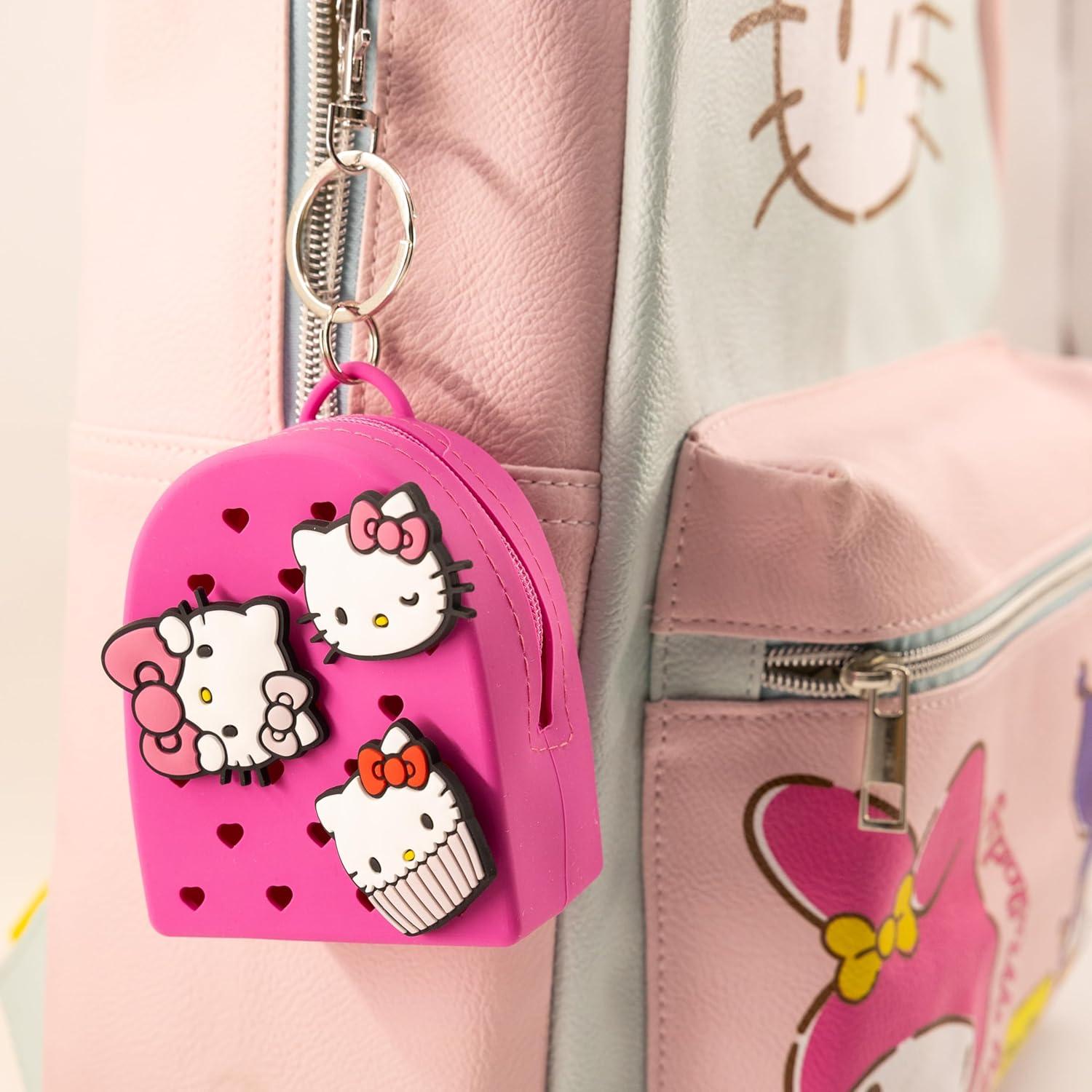 imageDisney Stitch Hello Kitty or Bluey Keychain for Kids Silicone Mini Backpack Zipper Pull Key Ring Bag CharmHello Kitty
