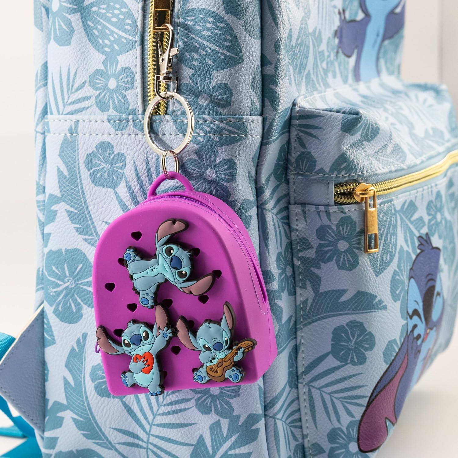 imageDisney Stitch Hello Kitty or Bluey Keychain for Kids Silicone Mini Backpack Zipper Pull Key Ring Bag CharmStitch