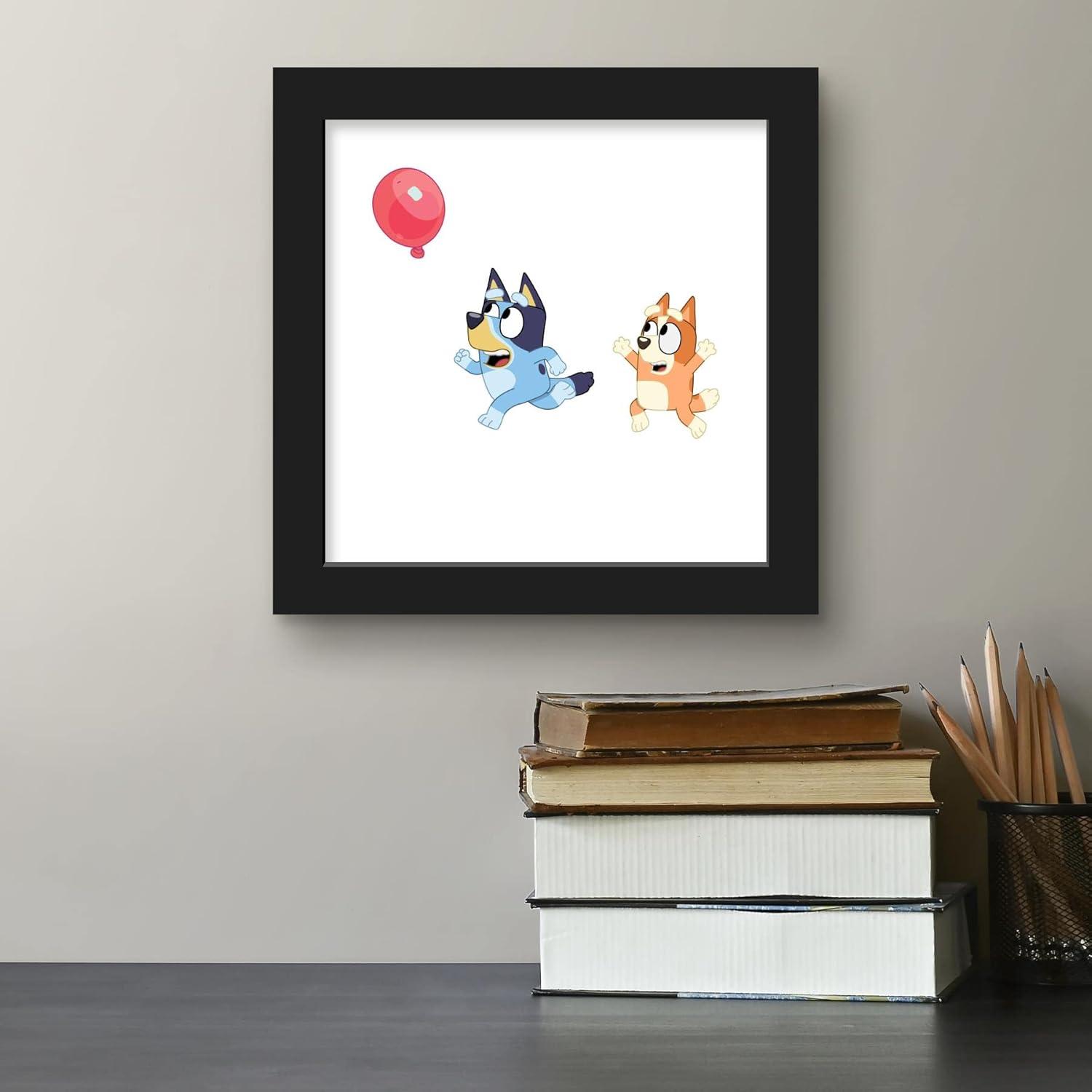 imageGallery Pops Bluey Balloon Chase Wall Art White Framed Version 12 x 12 Gallery Pops Wall ArtBlack Framed Version