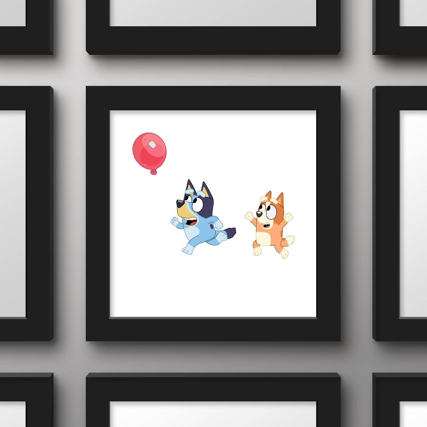imageGallery Pops Bluey Balloon Chase Wall Art White Framed Version 12 x 12 Gallery Pops Wall ArtBlack Framed Version