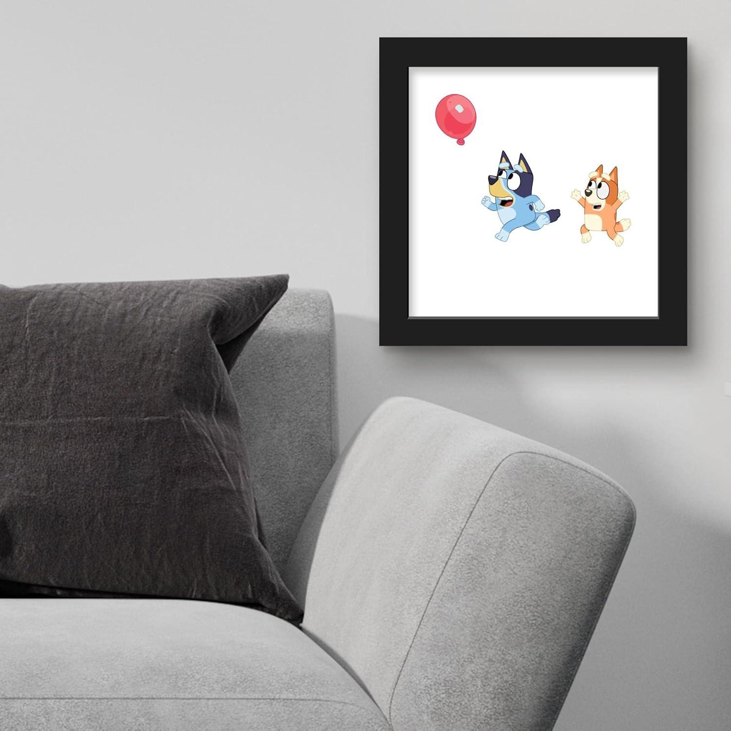 imageGallery Pops Bluey Balloon Chase Wall Art White Framed Version 12 x 12 Gallery Pops Wall ArtBlack Framed Version