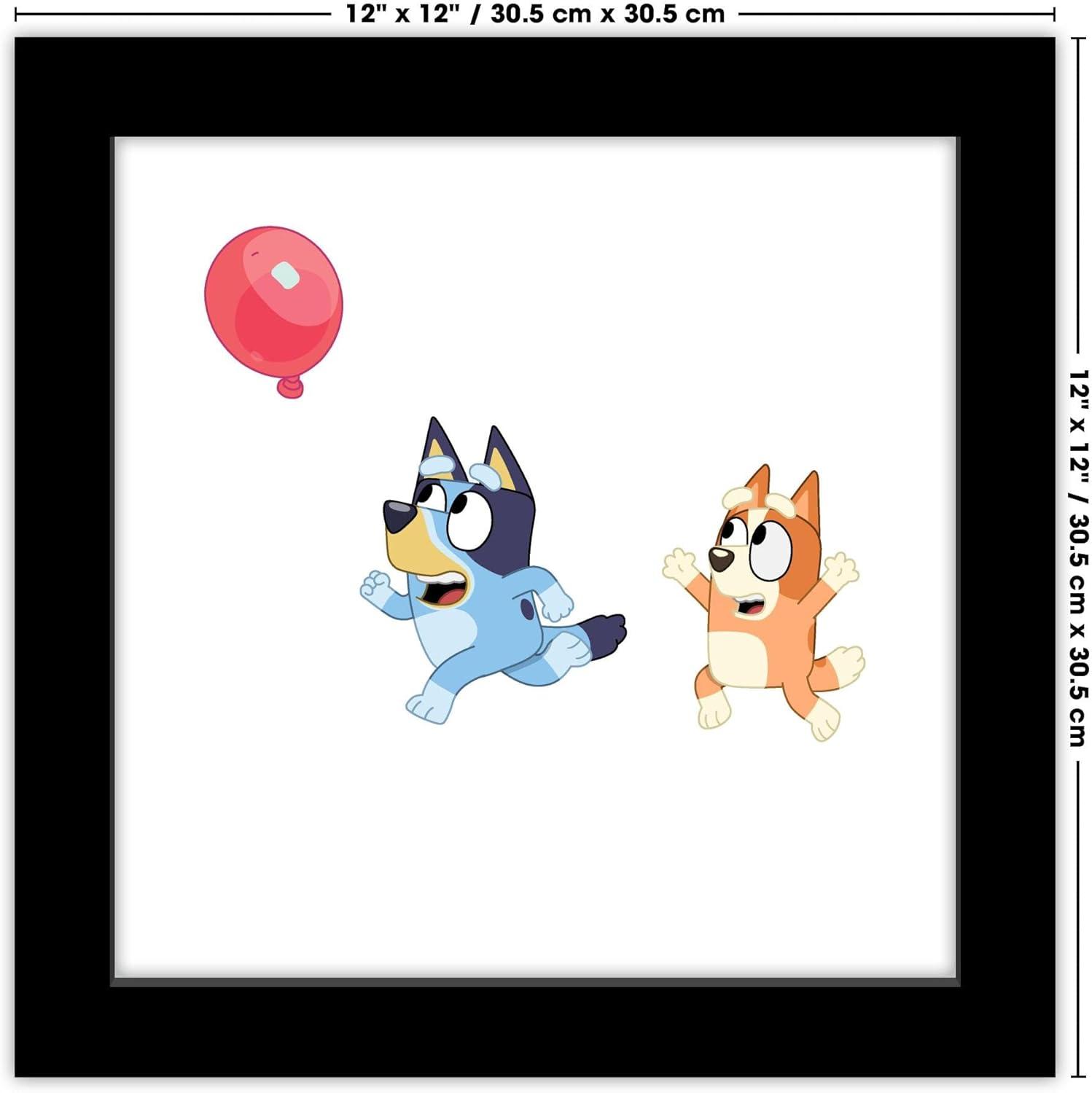 imageGallery Pops Bluey Balloon Chase Wall Art White Framed Version 12 x 12 Gallery Pops Wall ArtBlack Framed Version