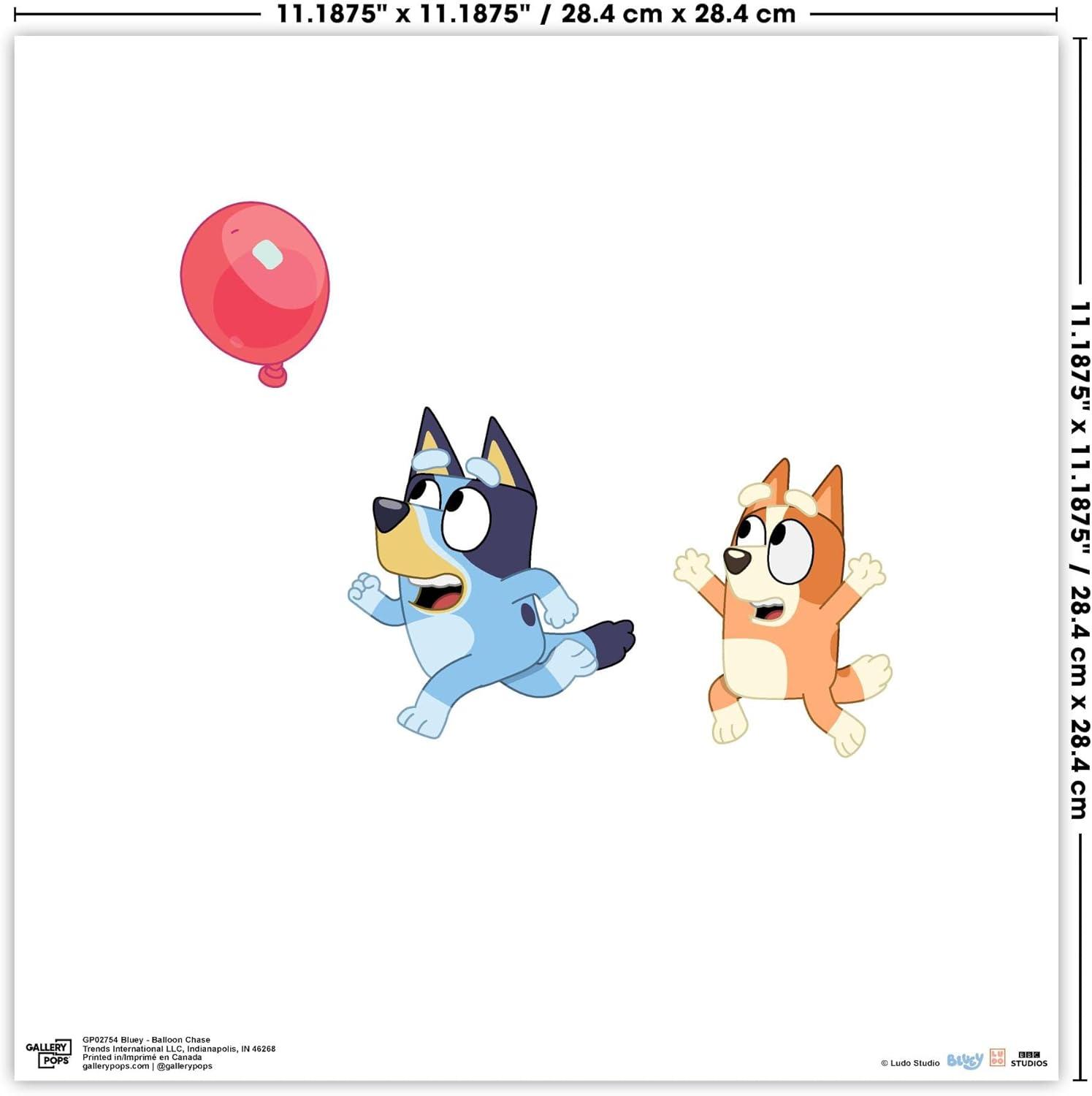 imageGallery Pops Bluey Balloon Chase Wall Art White Framed Version 12 x 12 Gallery Pops Wall ArtUnframed Version