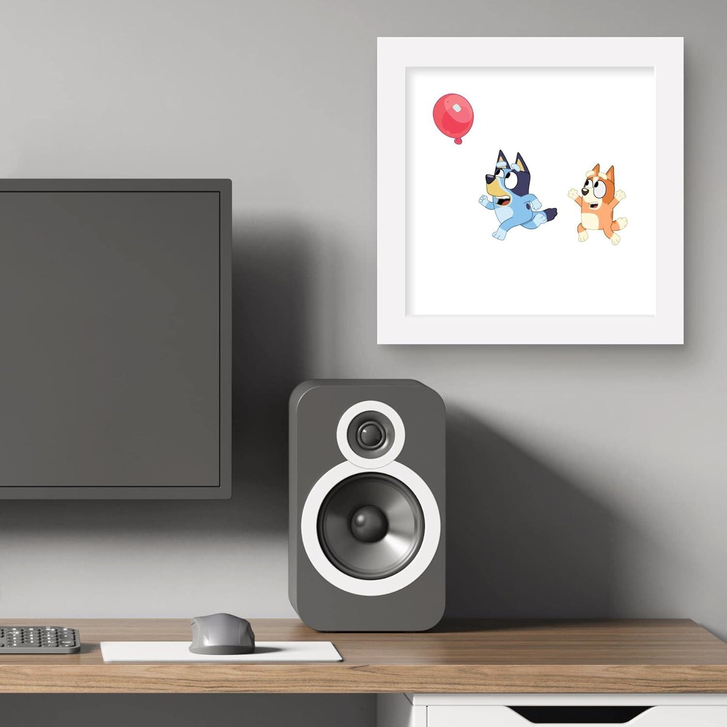 imageGallery Pops Bluey Balloon Chase Wall Art White Framed Version 12 x 12 Gallery Pops Wall ArtWhite Framed Version