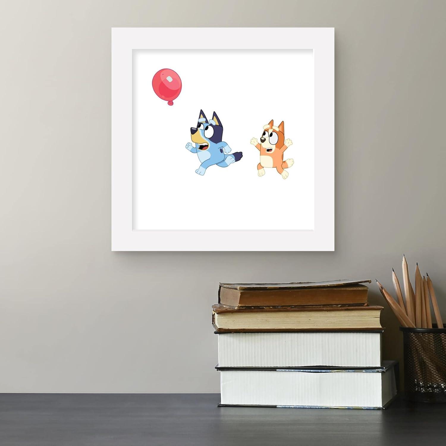 imageGallery Pops Bluey Balloon Chase Wall Art White Framed Version 12 x 12 Gallery Pops Wall ArtWhite Framed Version