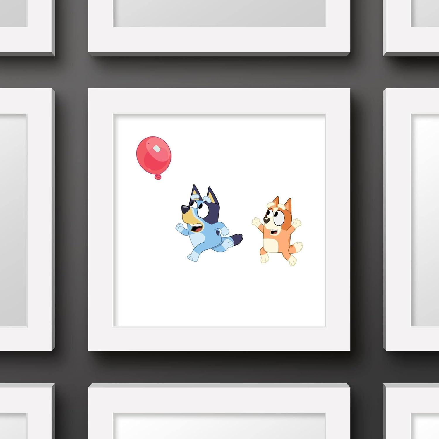 imageGallery Pops Bluey Balloon Chase Wall Art White Framed Version 12 x 12 Gallery Pops Wall ArtWhite Framed Version