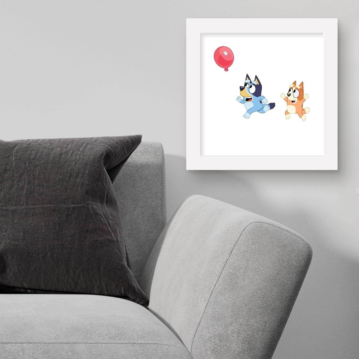imageGallery Pops Bluey Balloon Chase Wall Art White Framed Version 12 x 12 Gallery Pops Wall ArtWhite Framed Version