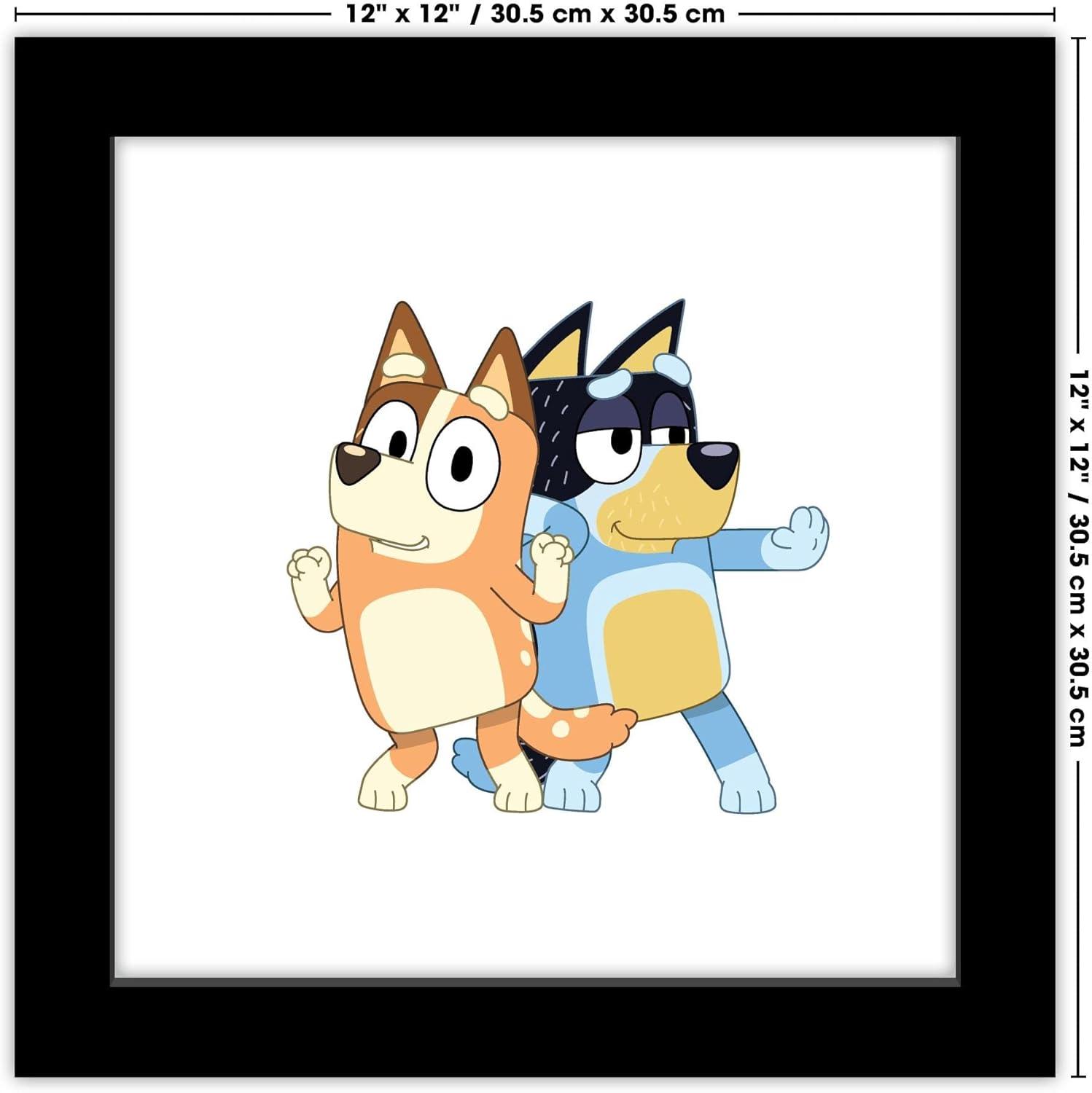 imageGallery Pops Bluey Bandit and Chilli Graphic Wall Art White Framed Version 12 x 12Black Framed Version