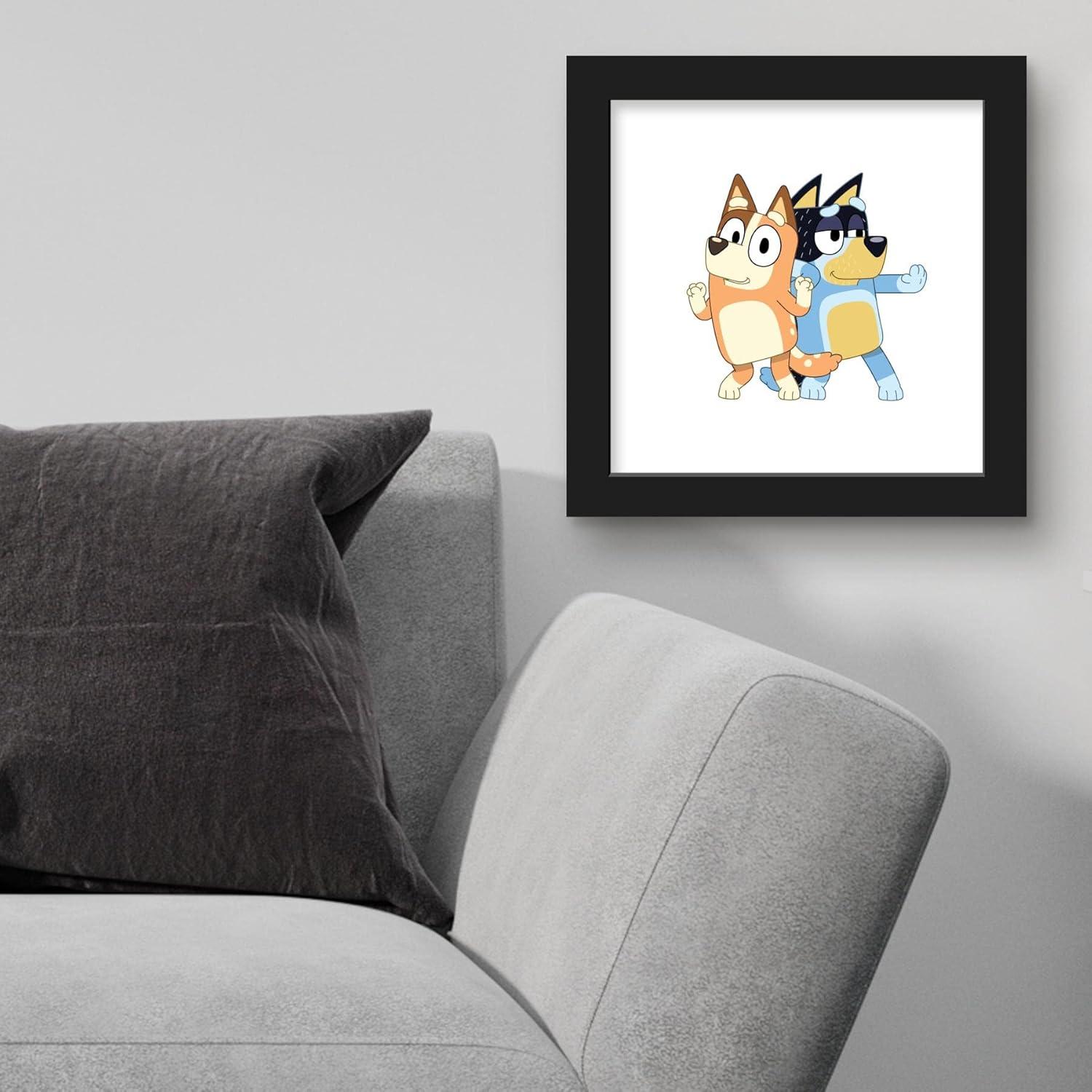 imageGallery Pops Bluey Bandit and Chilli Graphic Wall Art White Framed Version 12 x 12Black Framed Version