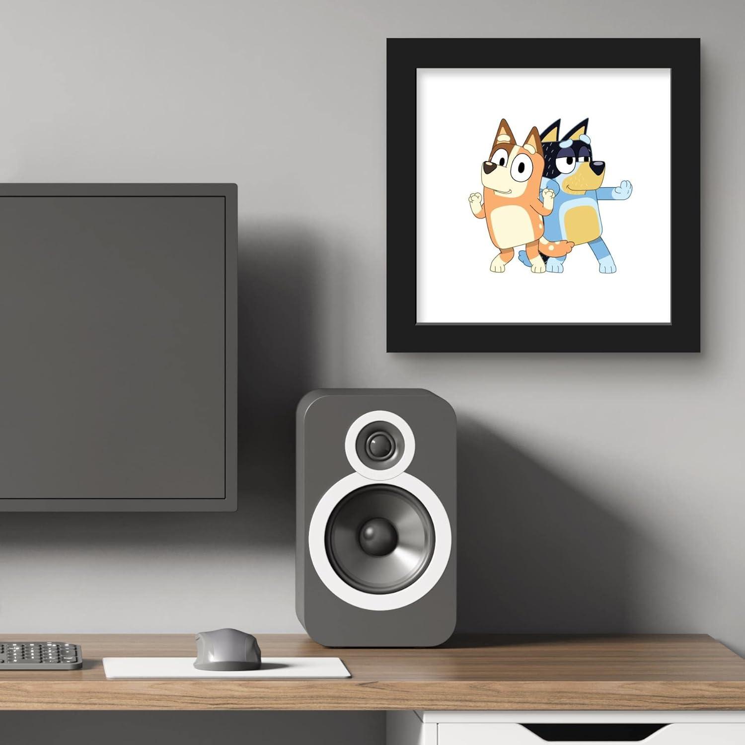 imageGallery Pops Bluey Bandit and Chilli Graphic Wall Art White Framed Version 12 x 12Black Framed Version