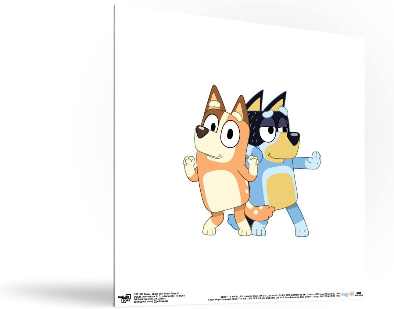 imageGallery Pops Bluey Bandit and Chilli Graphic Wall Art White Framed Version 12 x 12Unframed Version