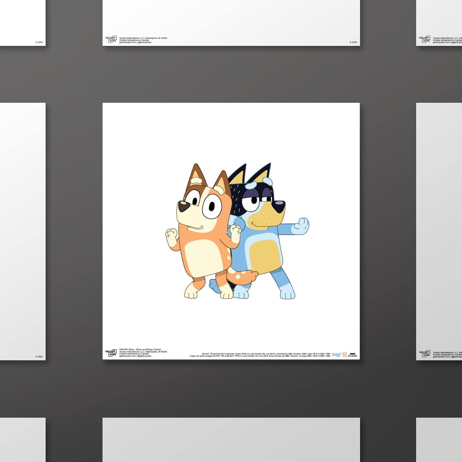 imageGallery Pops Bluey Bandit and Chilli Graphic Wall Art White Framed Version 12 x 12Unframed Version