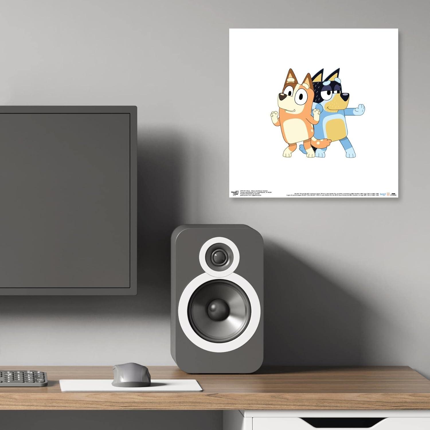 imageGallery Pops Bluey Bandit and Chilli Graphic Wall Art White Framed Version 12 x 12Unframed Version