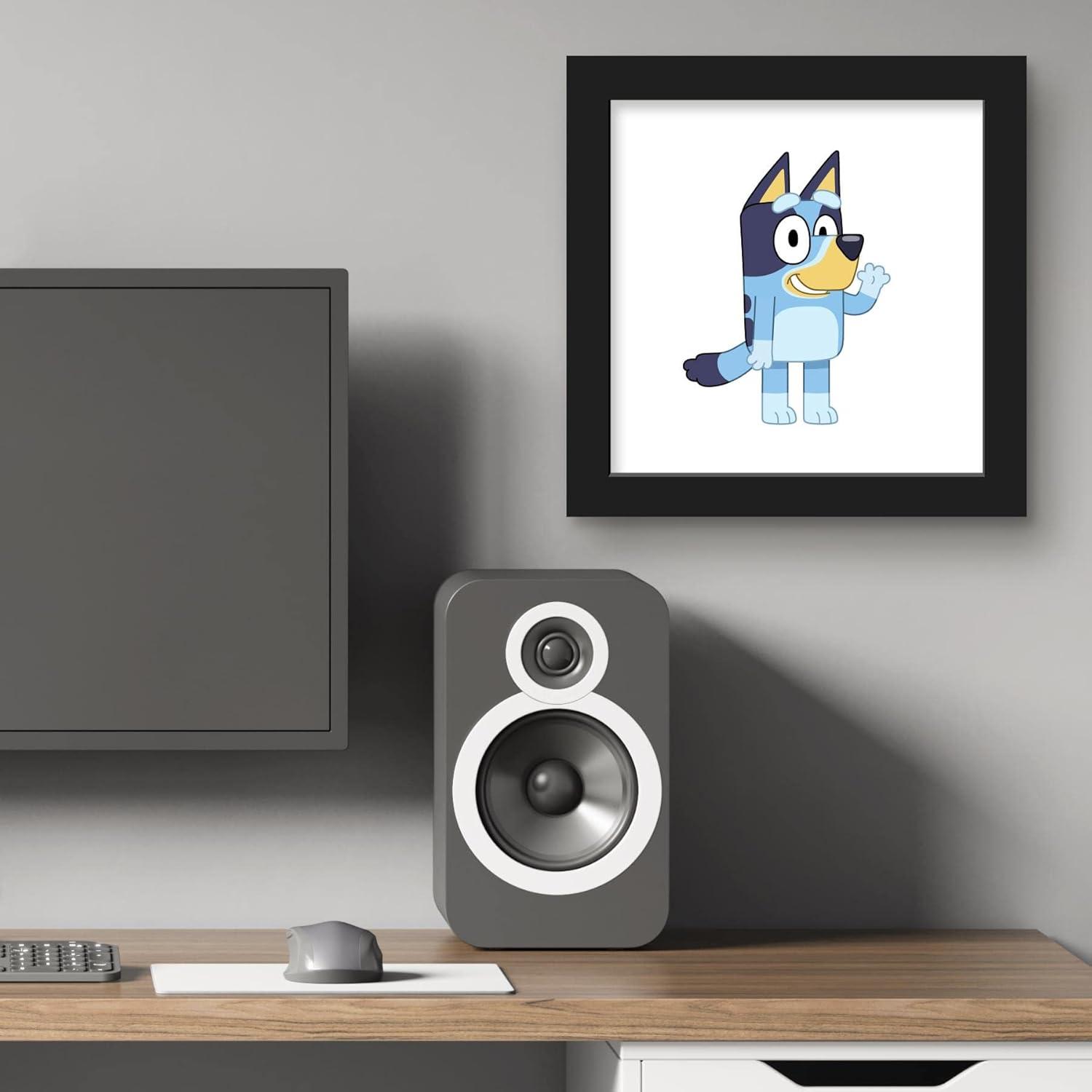 imageGallery Pops Bluey Bluey Waving Wall Art White Framed Version 12 x 12Black Framed Version