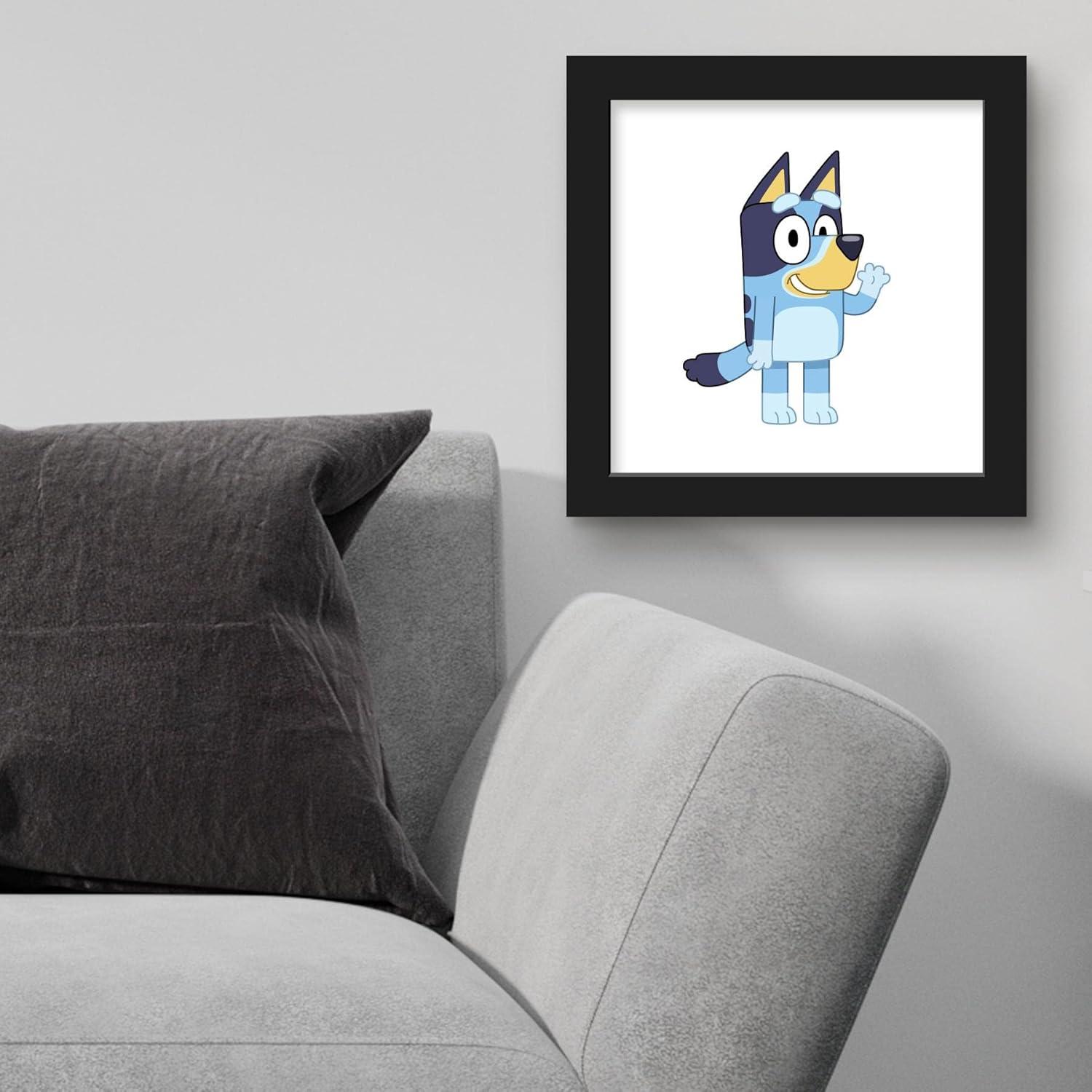 imageGallery Pops Bluey Bluey Waving Wall Art White Framed Version 12 x 12Black Framed Version