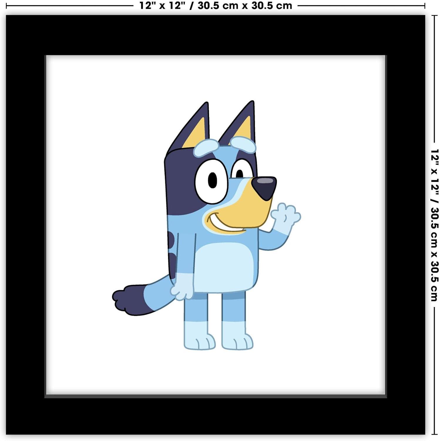 imageGallery Pops Bluey Bluey Waving Wall Art White Framed Version 12 x 12Black Framed Version