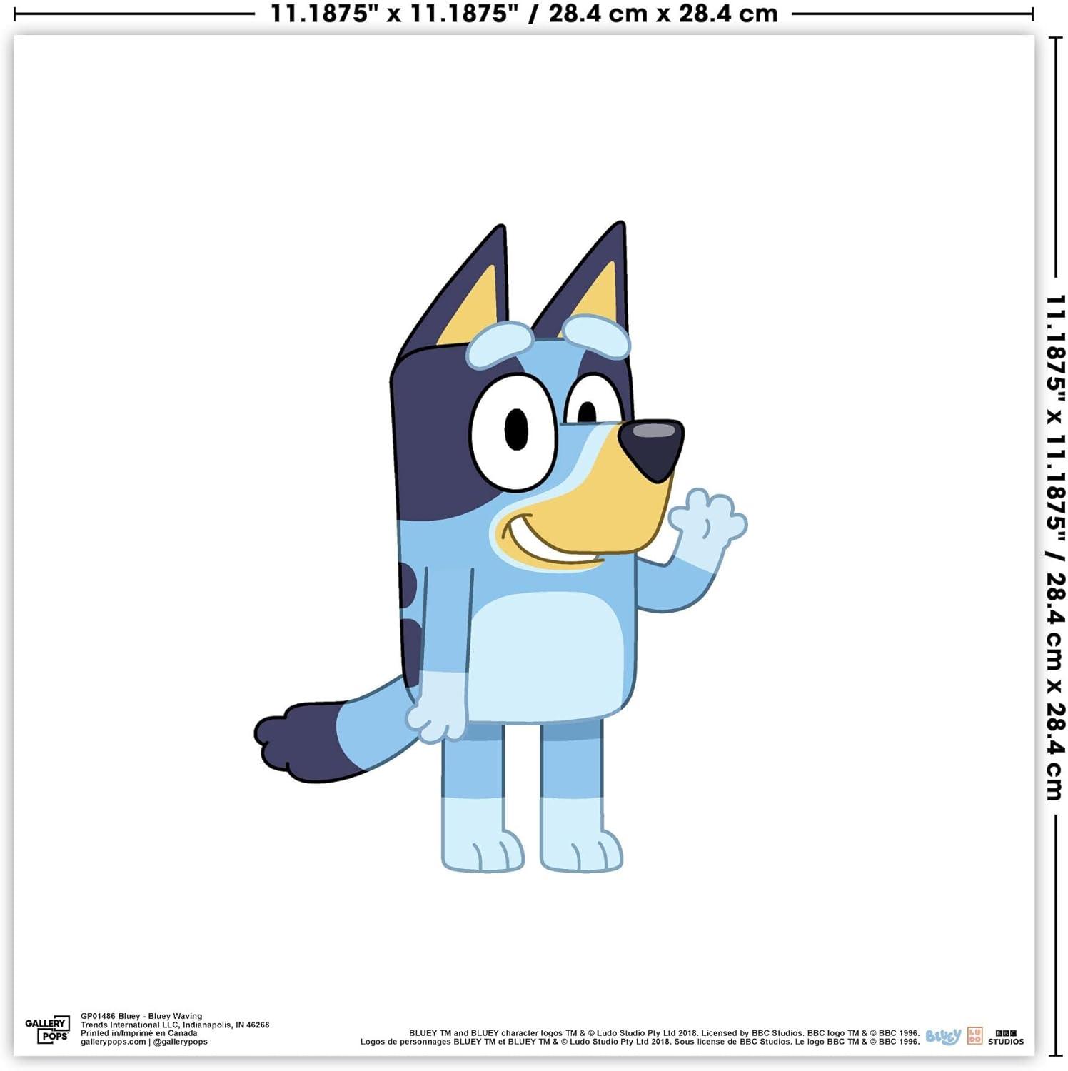 imageGallery Pops Bluey Bluey Waving Wall Art White Framed Version 12 x 12Unframed Version