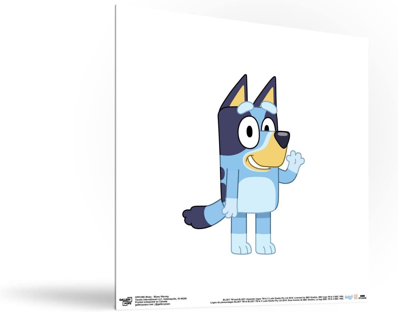 imageGallery Pops Bluey Bluey Waving Wall Art White Framed Version 12 x 12Unframed Version