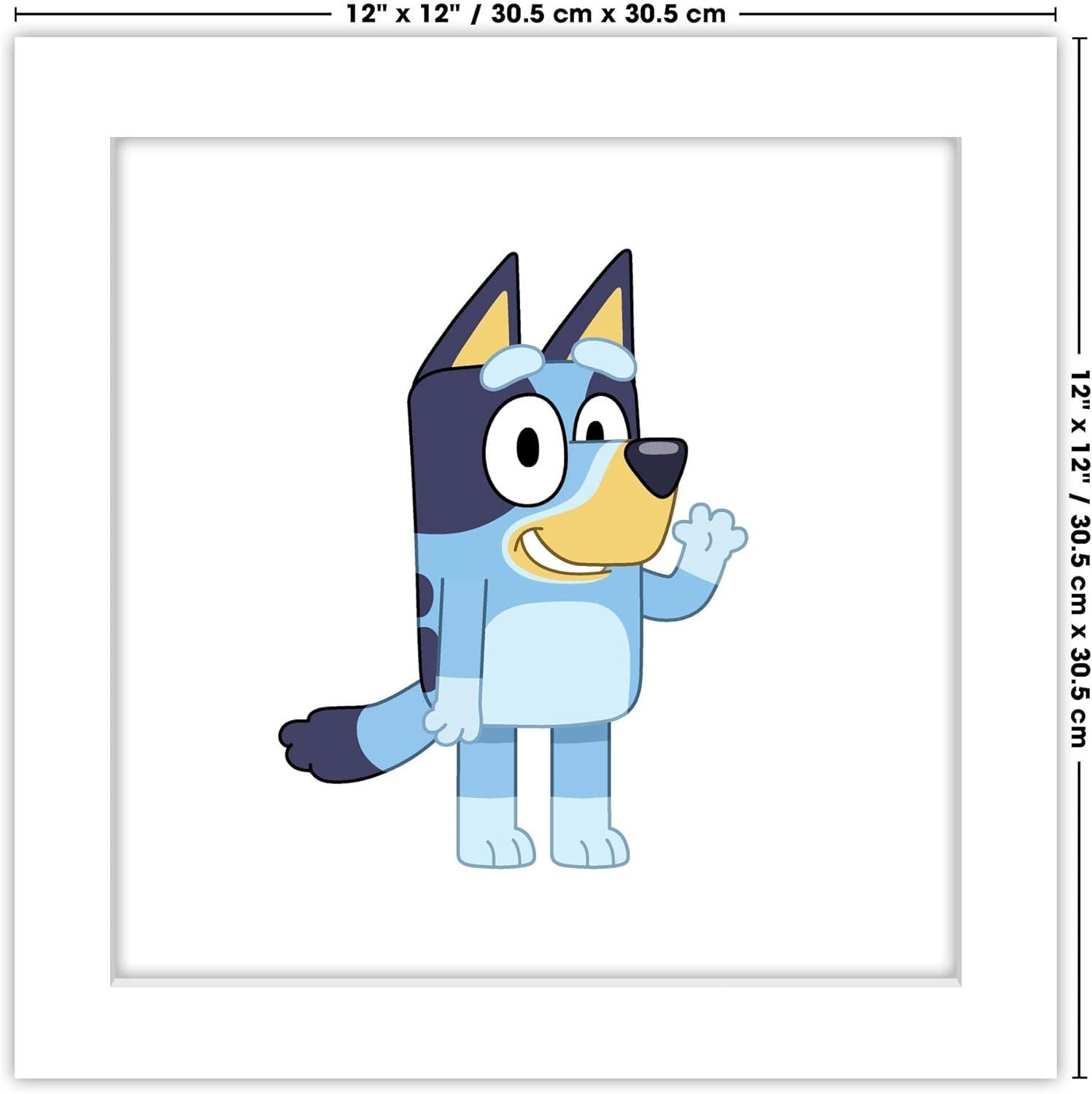 imageGallery Pops Bluey Bluey Waving Wall Art White Framed Version 12 x 12White Framed Version