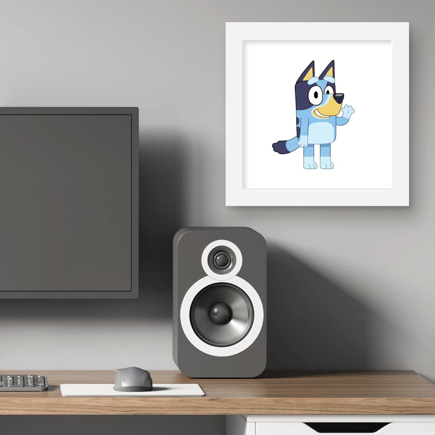 imageGallery Pops Bluey Bluey Waving Wall Art White Framed Version 12 x 12White Framed Version