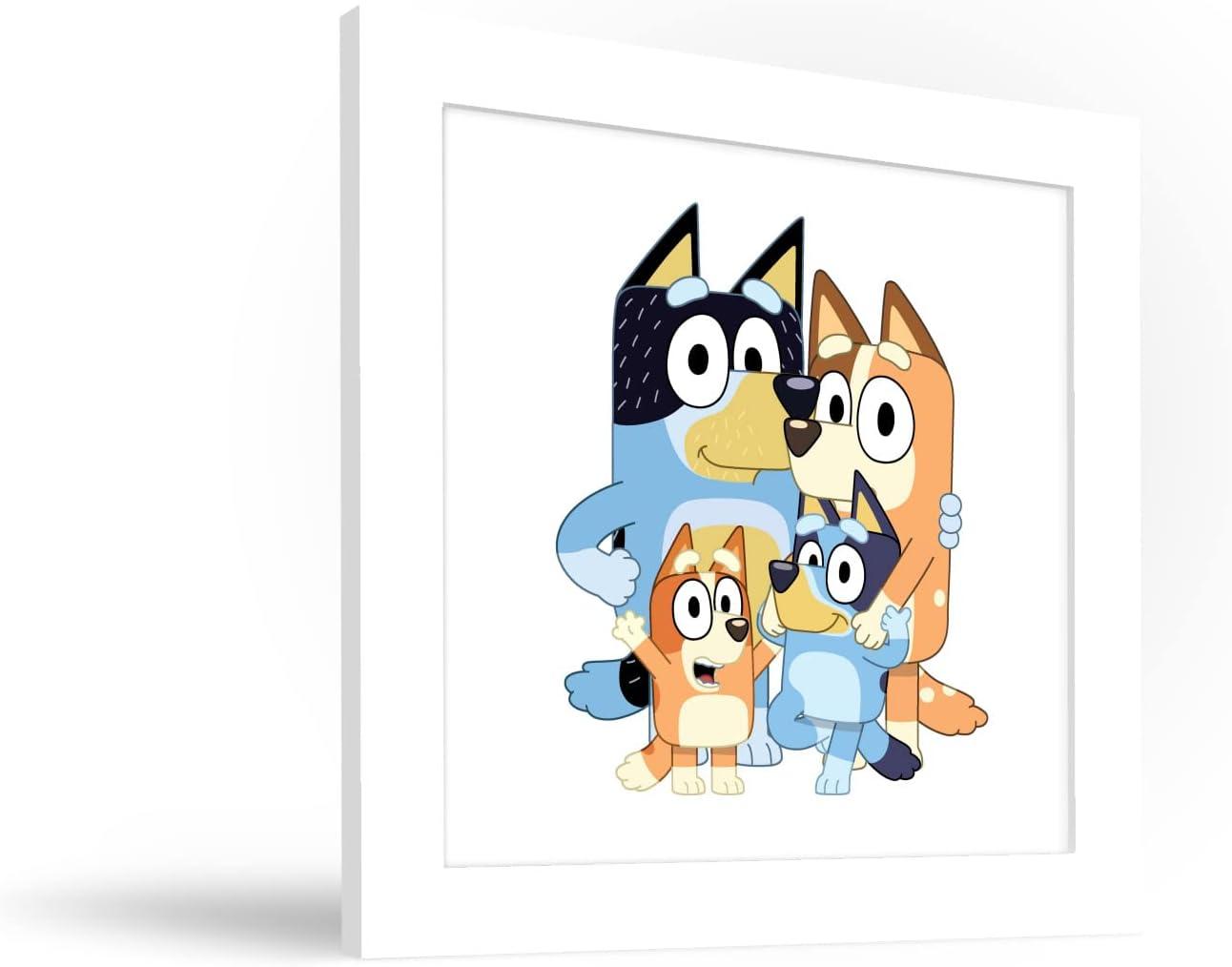imageGallery Pops Bluey Dad Mum Bluey and Bingo Wall Art White Framed Version 12 x 12White Framed Version