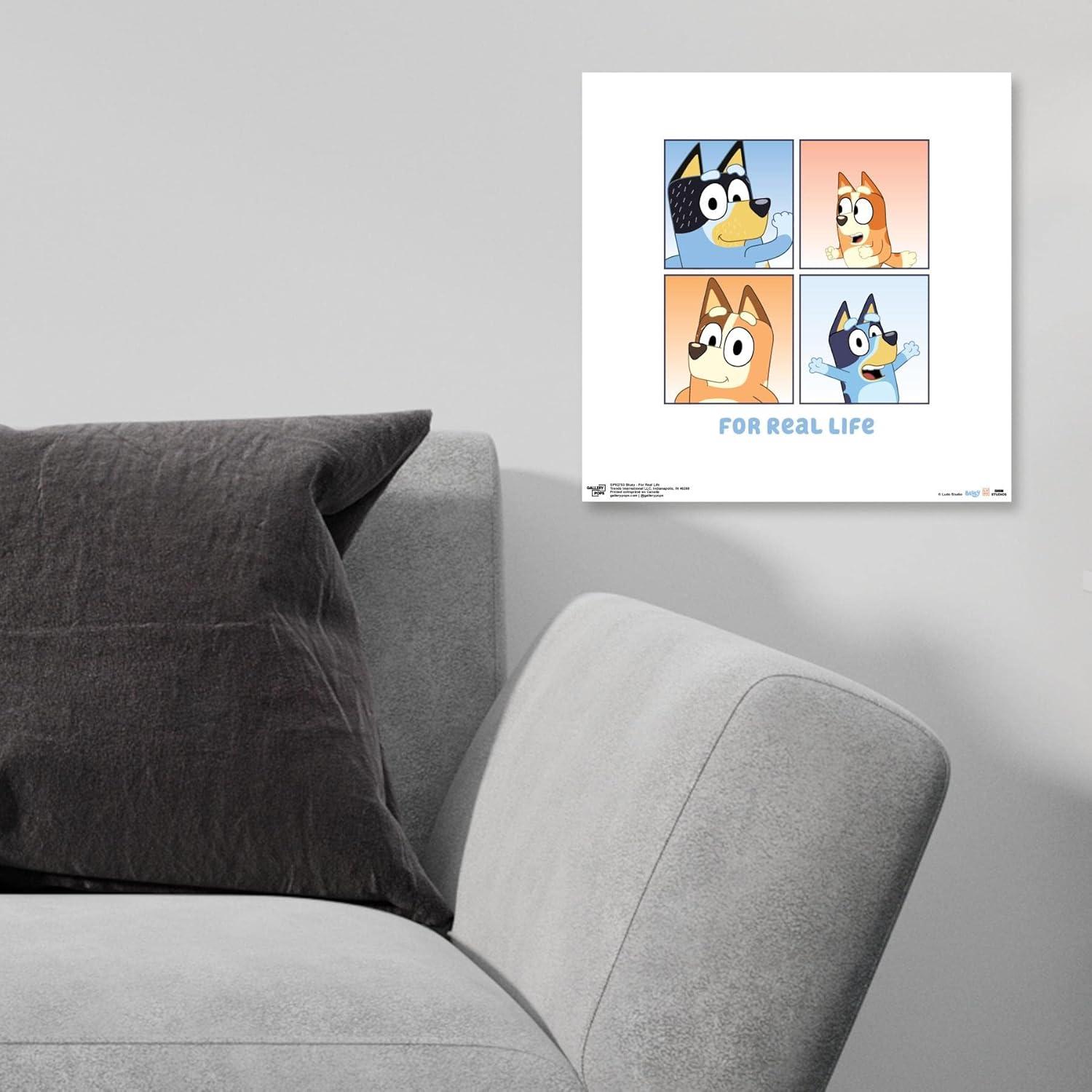 imageGallery Pops Bluey For Real Life Wall Art White Framed Version 12 x 12 Gallery Pops Wall ArtUnframed Version