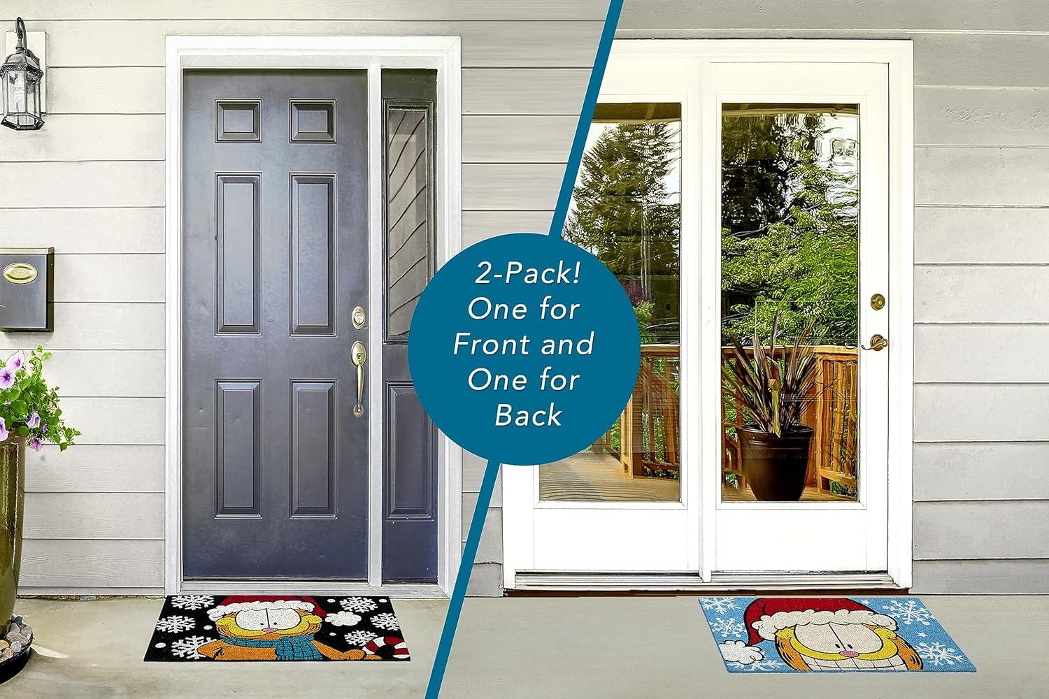 imageGertmenian Bluey Coir Doormat 2x3 Welcome Mat 2Pack Ideal for High Traffic Areas in Front Door Garage Entryway HiBluey Patch 80072Garfield Snowflakes BlackSnowflakes Blue