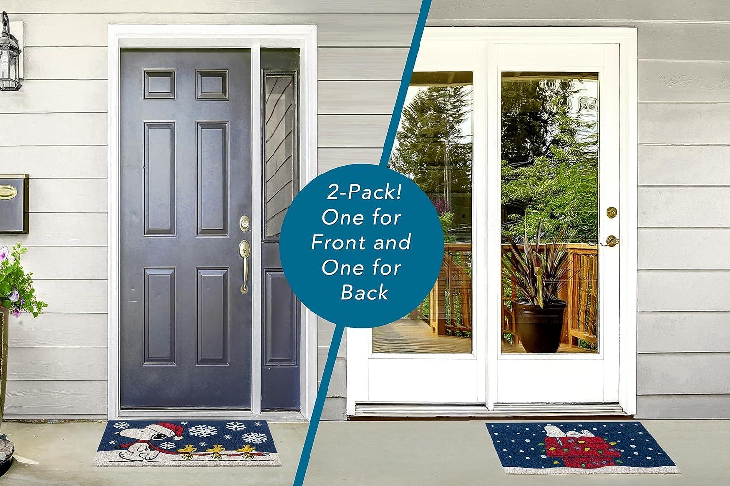 imageGertmenian Bluey Coir Doormat 2x3 Welcome Mat 2Pack Ideal for High Traffic Areas in Front Door Garage Entryway HiBluey Patch 80072Snoopy SnowflakesDog House Lights