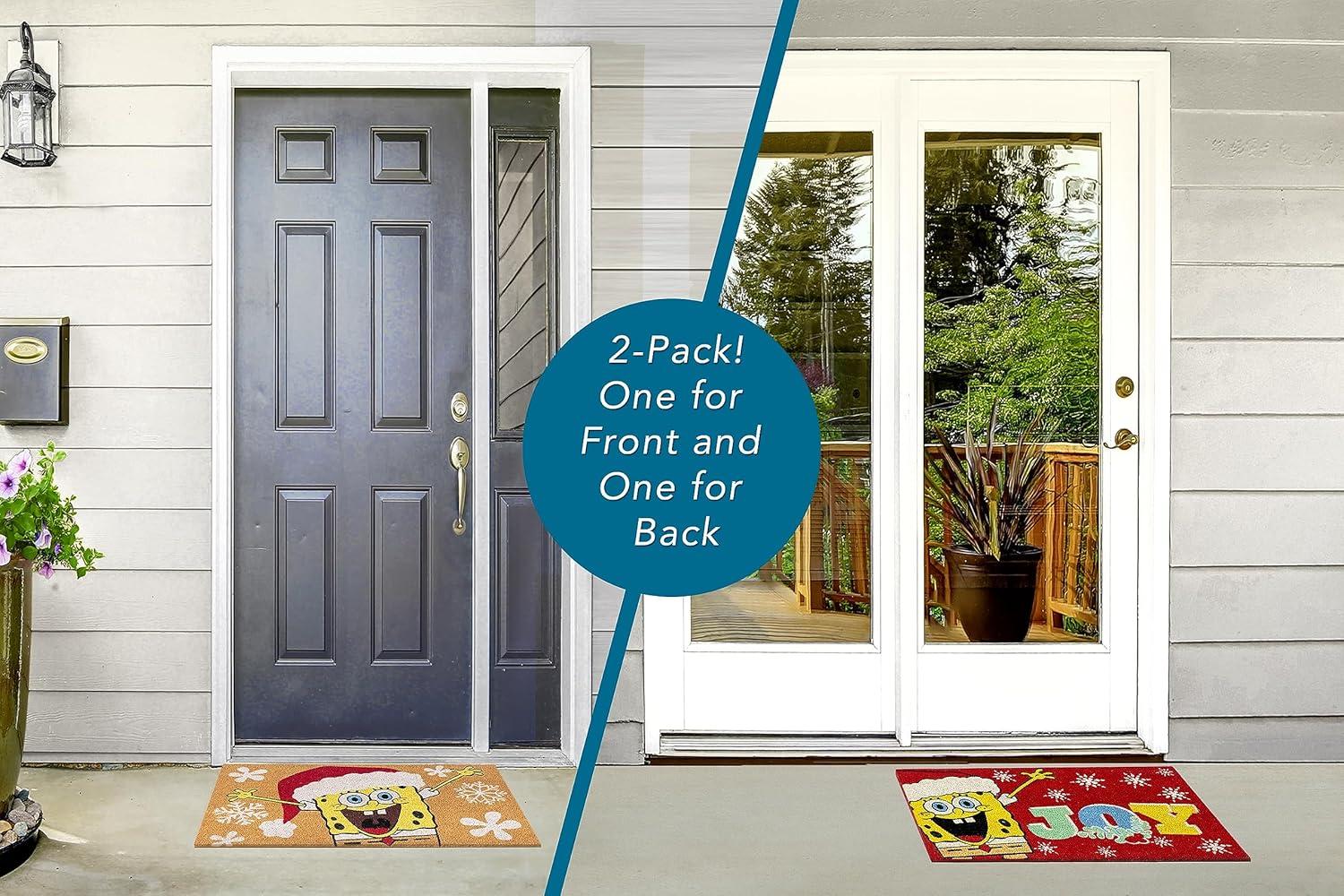 imageGertmenian Bluey Coir Doormat 2x3 Welcome Mat 2Pack Ideal for High Traffic Areas in Front Door Garage Entryway HiBluey Patch 80072Spongebob SantaHo Ho Ho