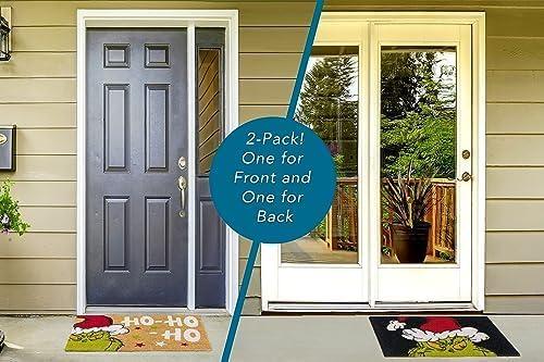 imageGertmenian Bluey Coir Doormat 2x3 Welcome Mat 2Pack Ideal for High Traffic Areas in Front Door Garage Entryway HiBluey Patch 80072The Grinch Ho Ho HoSanta
