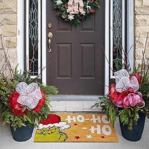 imageGertmenian Bluey Coir Doormat 2x3 Welcome Mat 2Pack Ideal for High Traffic Areas in Front Door Garage Entryway HiBluey Patch 80072The Grinch Ho Ho HoSanta