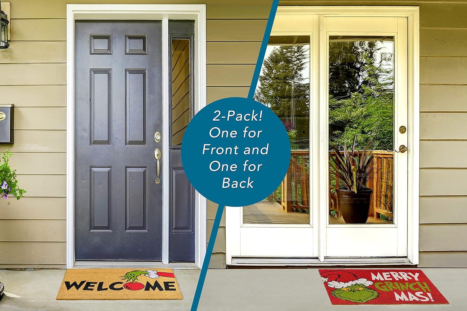 imageGertmenian Bluey Coir Doormat 2x3 Welcome Mat 2Pack Ideal for High Traffic Areas in Front Door Garage Entryway HiBluey Patch 80072The Grinch WelcomeMerry Grinchmas