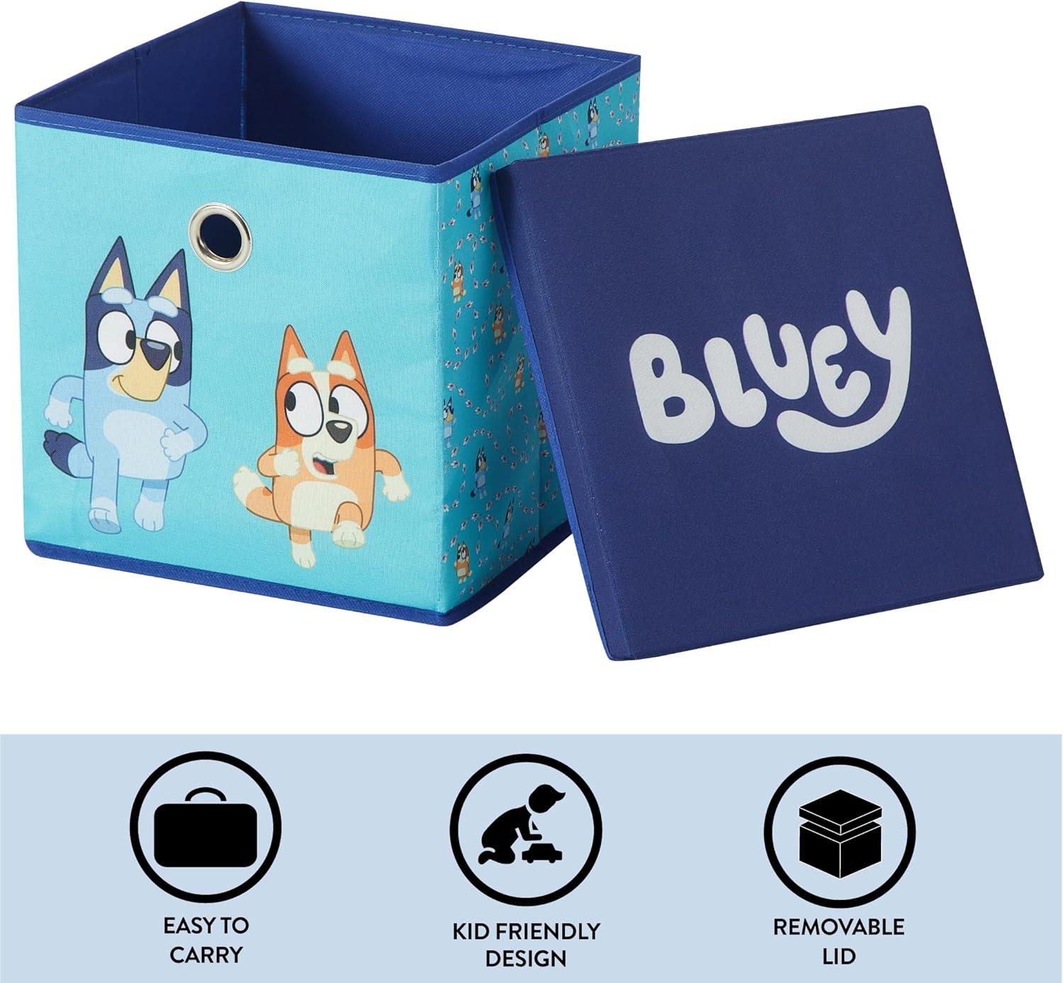 imageIdea Nuova Bluey Collapsible Fabric Storage Cube10 Organizer Bin with Lid for Bedroom Playroom and ClosetBluey